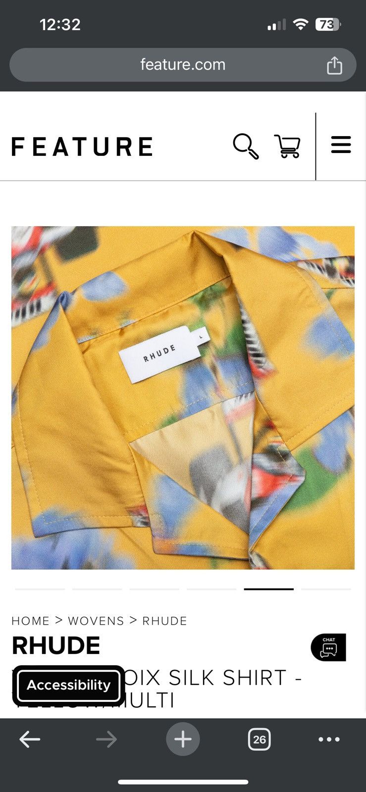 Rhude RHUDE YELLOW LOIX SILK SHIRT - YELLOW/MULTI Size US M / EU 48-50 / 2 - 6 Thumbnail