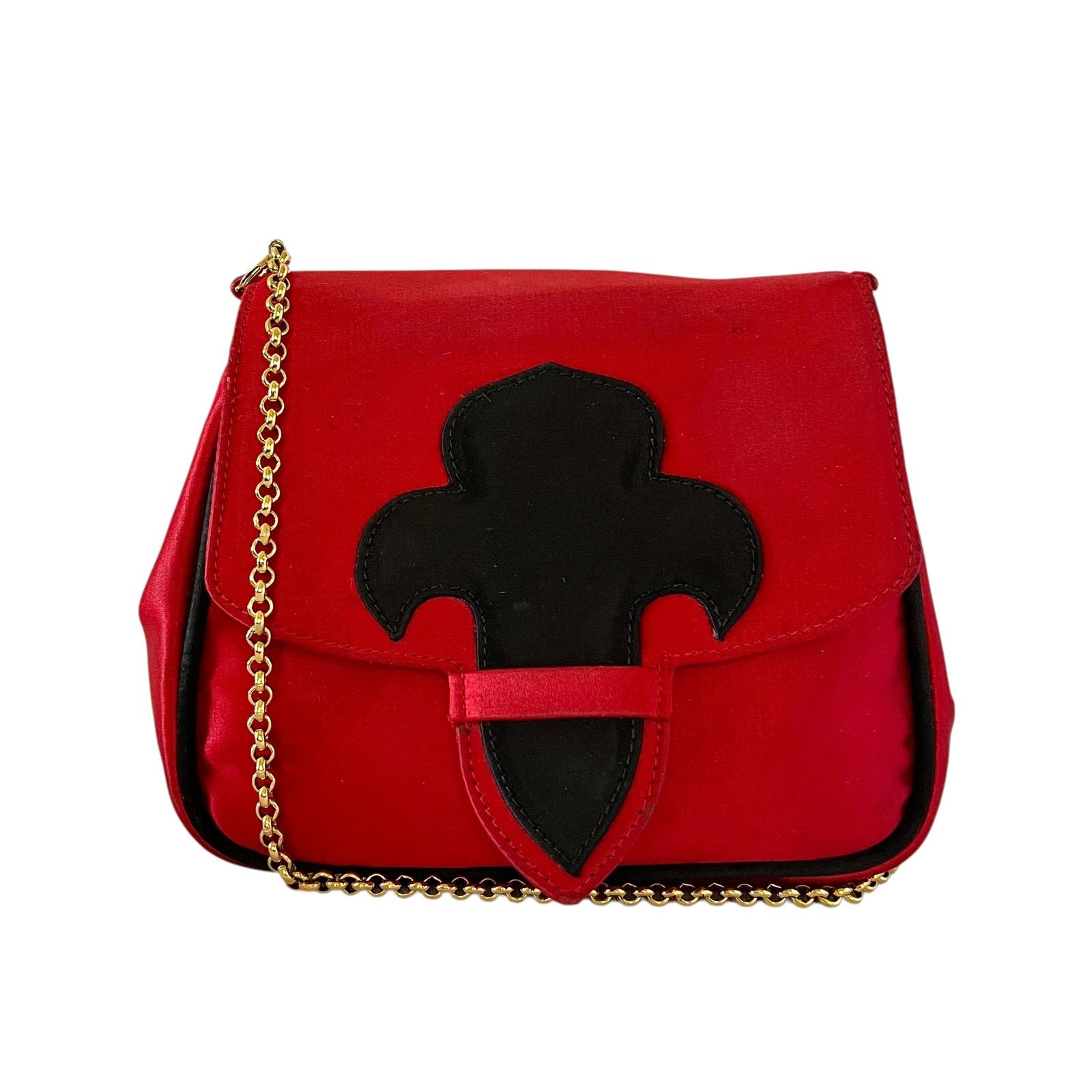Escada × Vintage Escada Vintage Fleur De Lis Red Satin Crossbody Evening Bag Size ONE SIZE - 1 Thumbnail