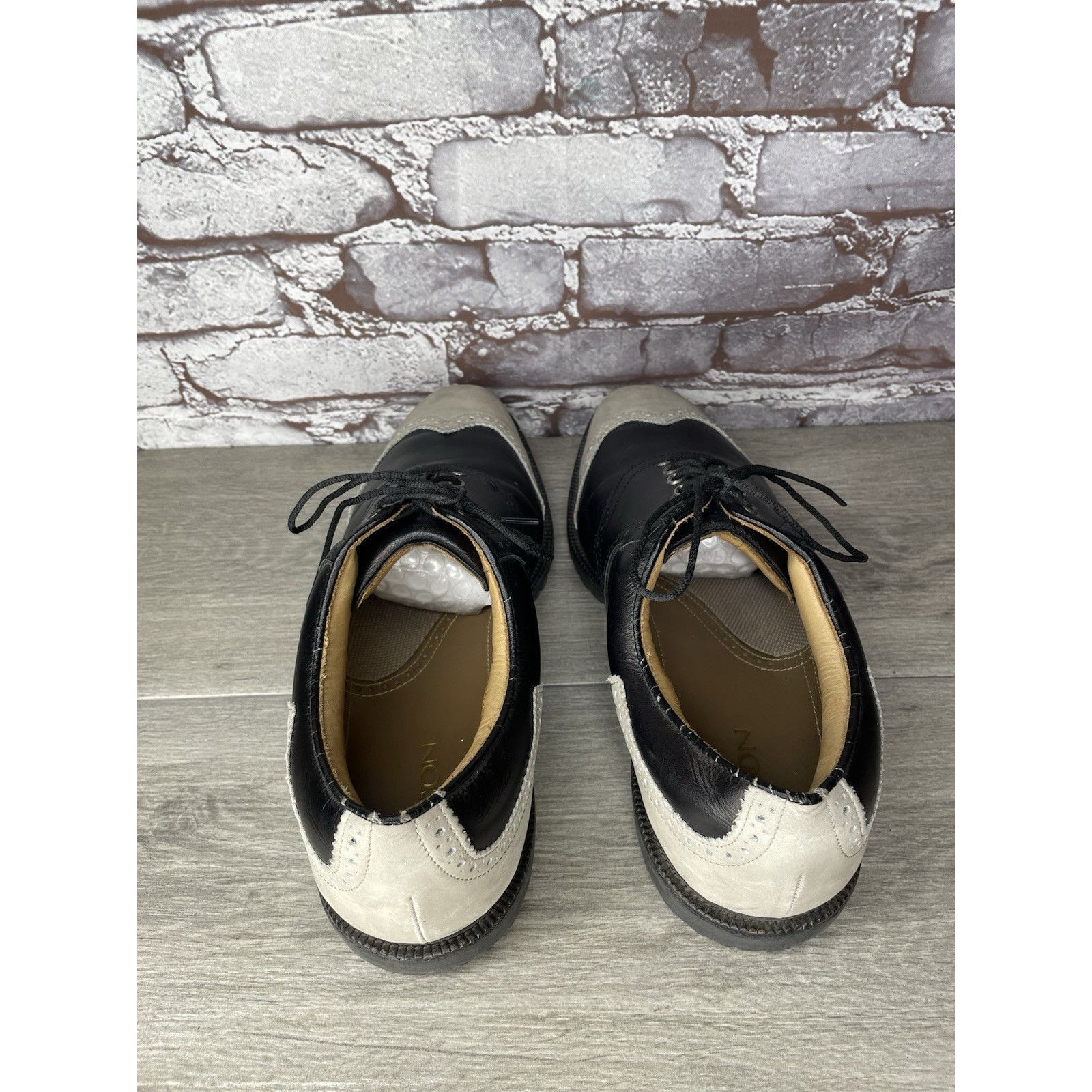Footjoy Foot Joy Icon Black Leather Wingtip Ivory Vintage Golf Shoes Size US 12.5 / EU 45-46 - 6 Thumbnail