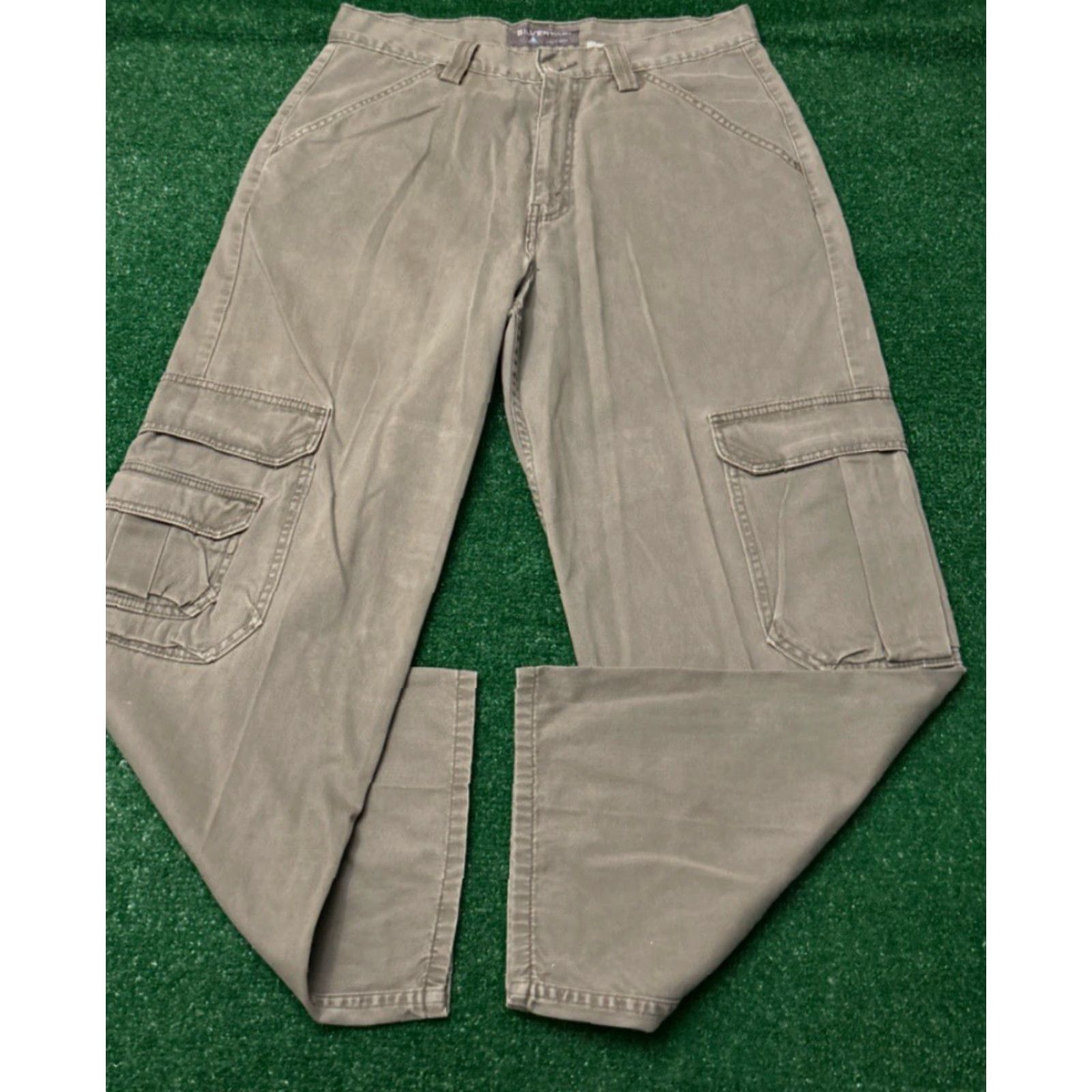 Levi's VINTAGE Levi's Silvertab Baggy Cargo Pants Mens Size 33 Green 90s Skater Grunge Y2K Punk Cargo Pants Mens Size US 33 - 4 Thumbnail