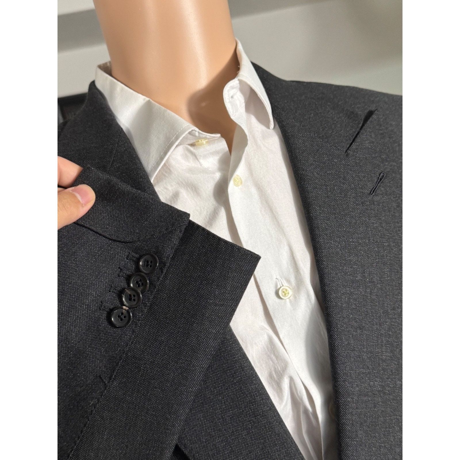 Tom Ford Tom Ford Charcoal Gray Birdseye Wool Blazer Peak Lapel 46R Size 46R - 8 Thumbnail