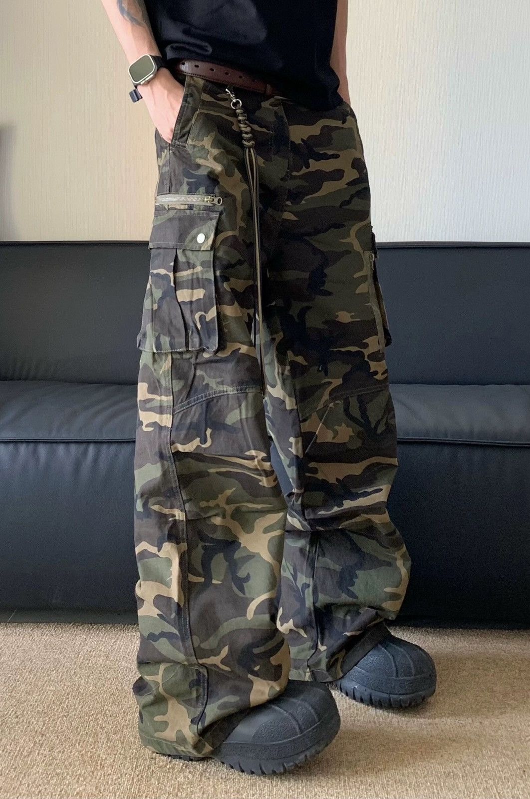 Outdoor retro camouflage baggy cargo pants