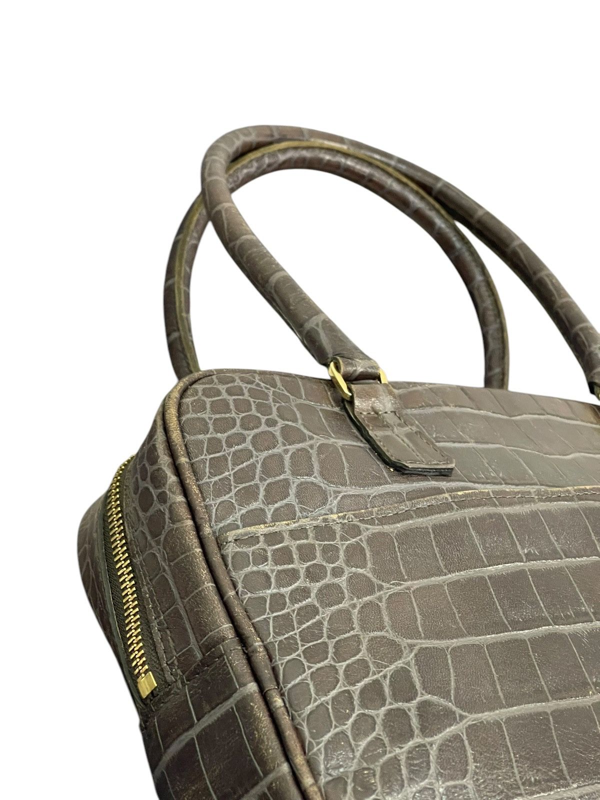 Genuine Leather Crocodile Embossed Cowhide A.D.M.J Japan Hand Bag 1🟩2 Size ONE SIZE - 19 Thumbnail