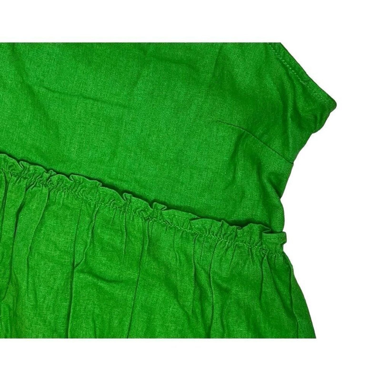 Other Who What Wear Linen Kelly Green Top Blouse LARGE NWOT Size L / US 10 / IT 46 - 5 Thumbnail