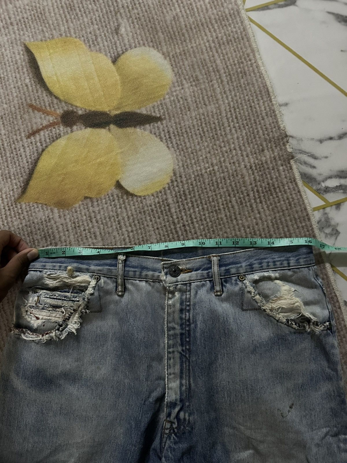 Fred Perry 👹Vintage Fred Perry Distressed Pocket Baggy Denim Size US 31 - 14 Thumbnail