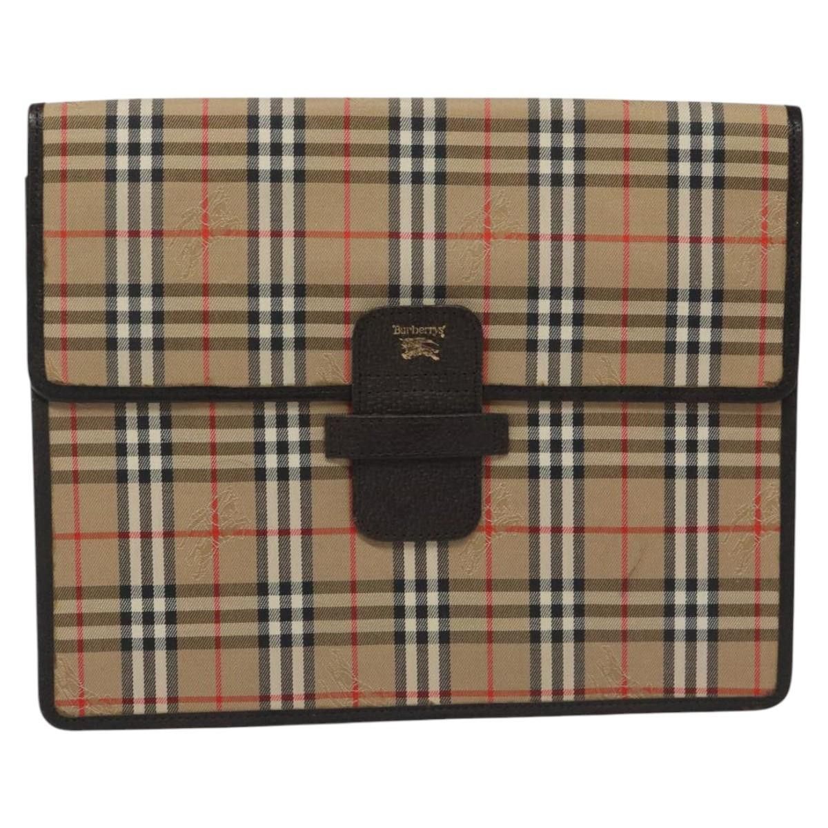 Burberry Nova Check Beige Canvas Clutch Bag (Pre-Owned) Size ONE SIZE - 1 Thumbnail