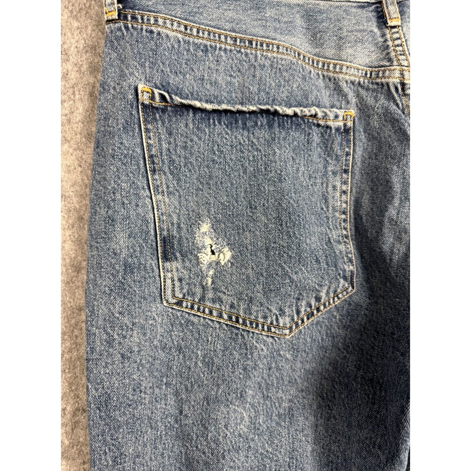 Agolde AGOLDE Riley High Rise Straight Crop Jeans Womens 33 Blue Button Fly Distressed Size 24" / US 00 / IT 34 - 5 Thumbnail