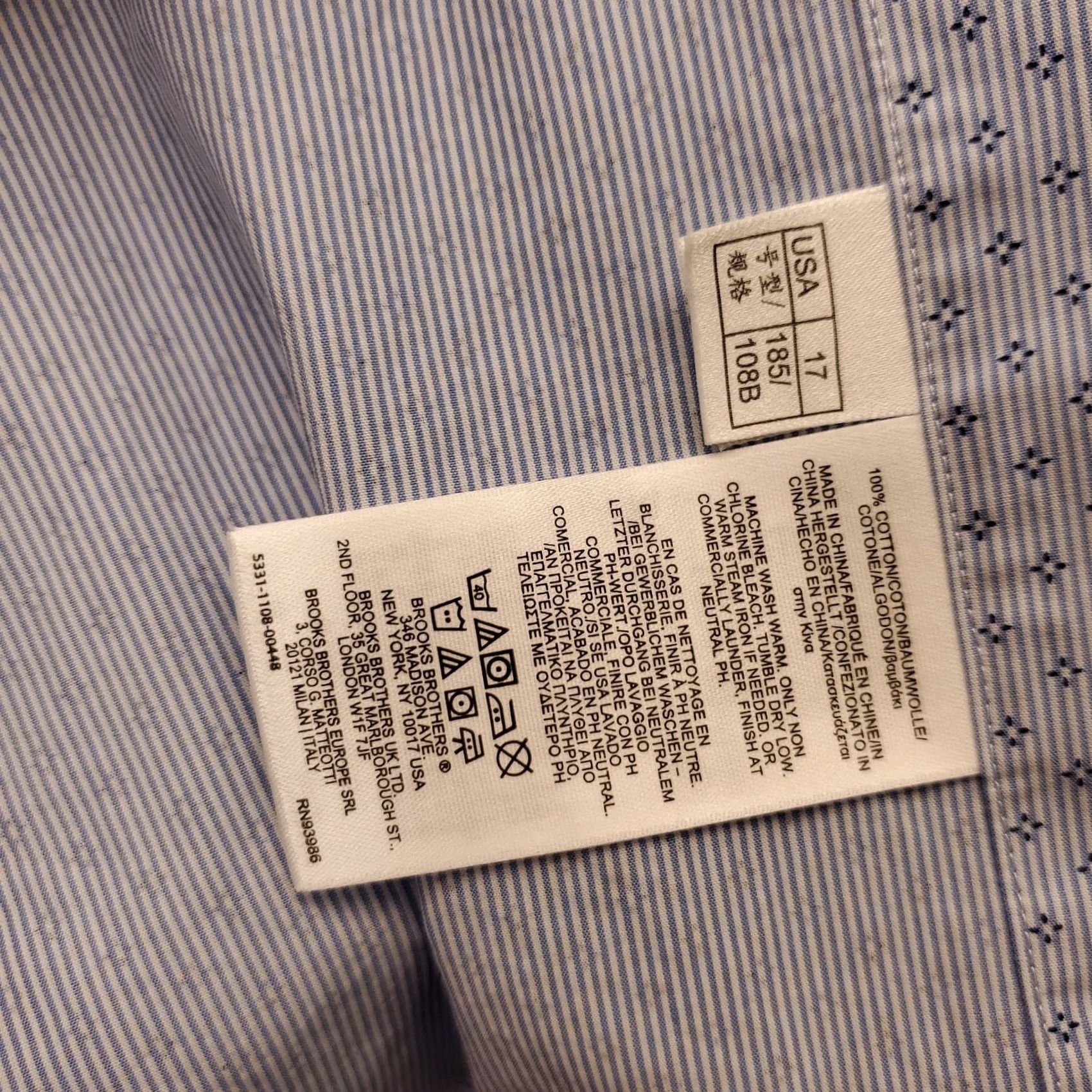 Brooks Brothers Brooks Brothers Dress Shirt Mens 17 Multi Geometric Formal Collar Button Down EUC Size 46R - 7 Thumbnail