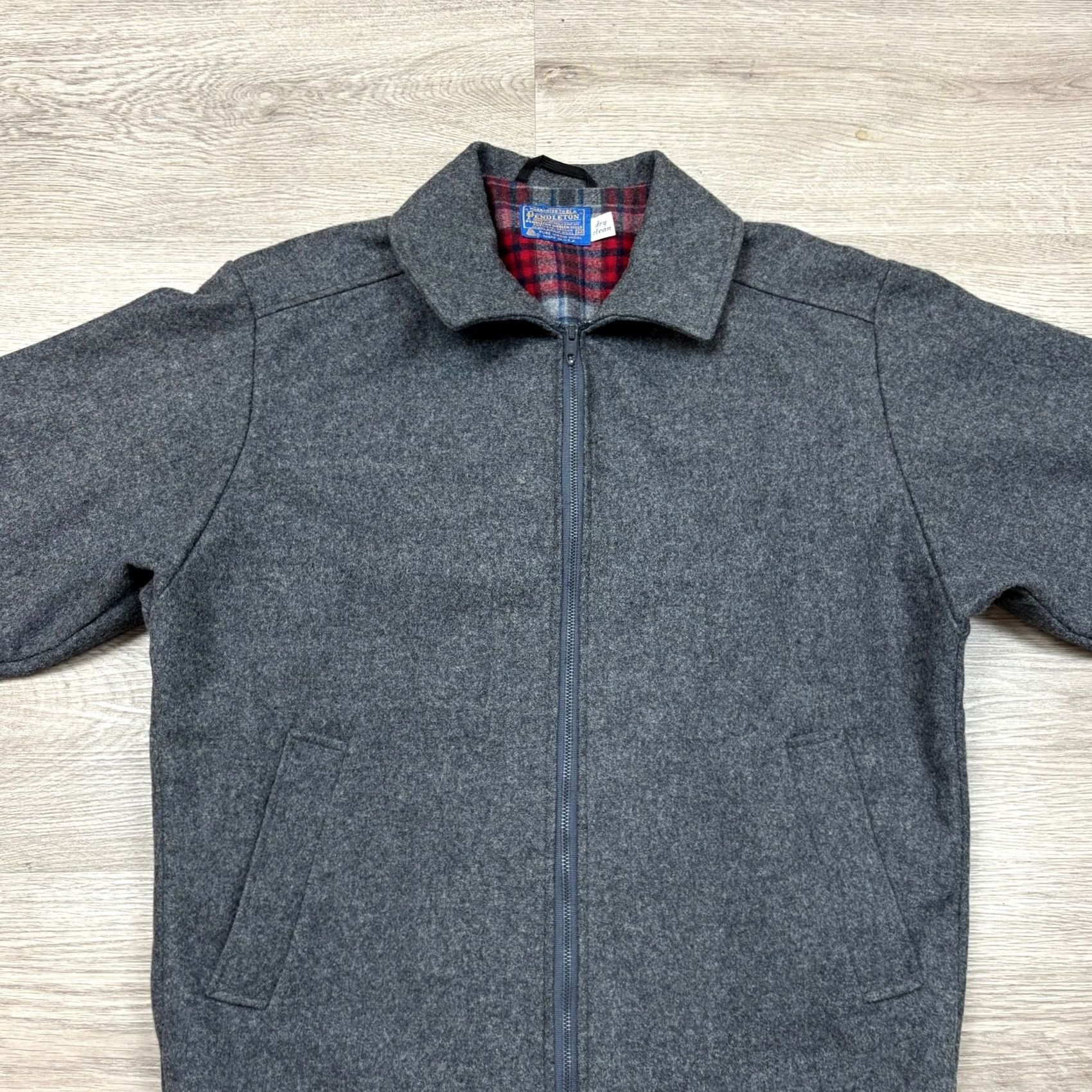 Pendleton VINTAGE Pendleton Wool Jacket Bomber Flannel Lined Full Zip Men's Medium Virgin Wool Gray 70s Mens Size US M / EU 48-50 / 2 - 2 Thumbnail