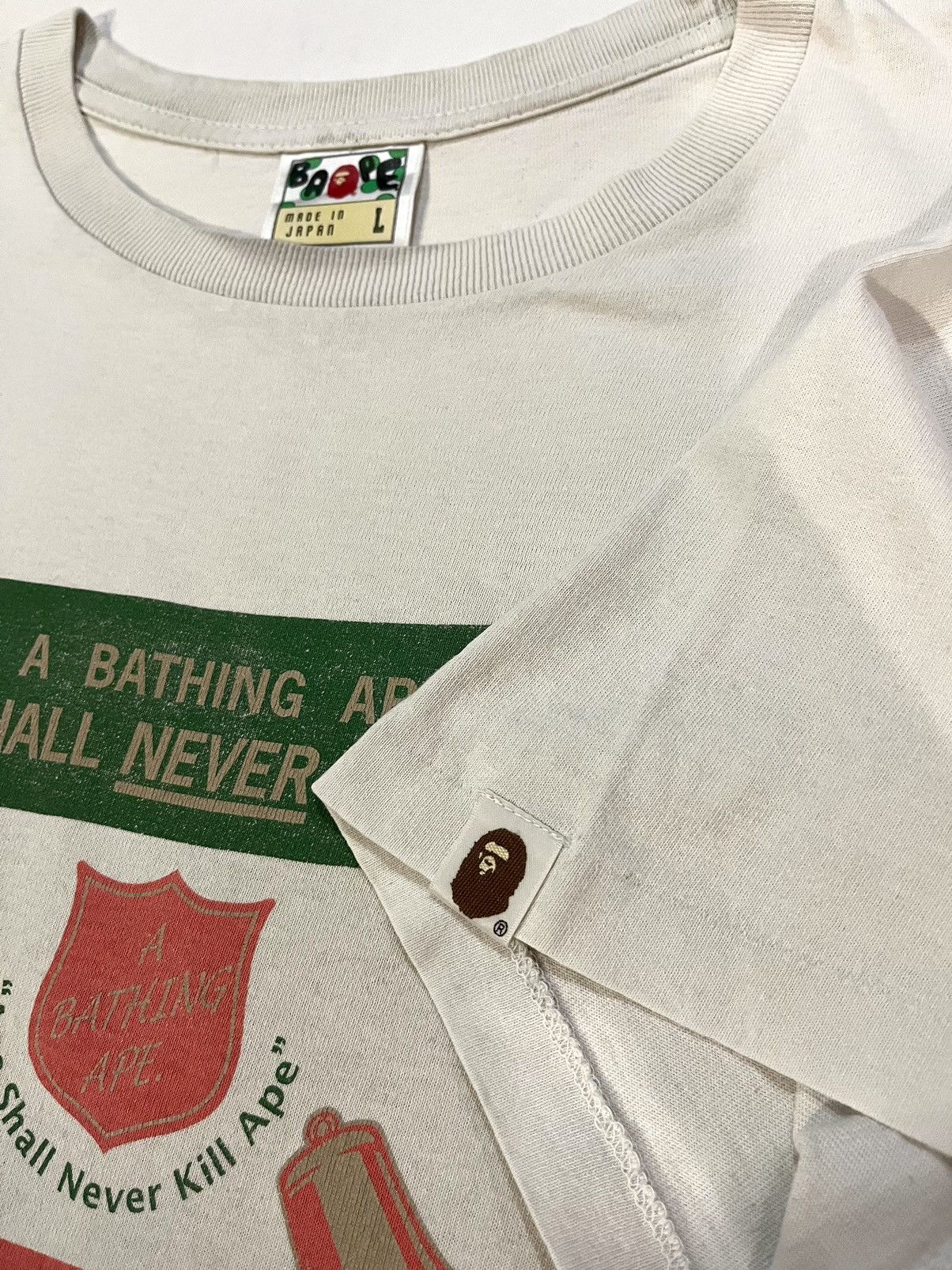Bape A BATHING APE APE SHALL NEVER KILL APE LOGO JAPANESE TSHIRT Size US L / EU 52-54 / 3 - 7 Thumbnail