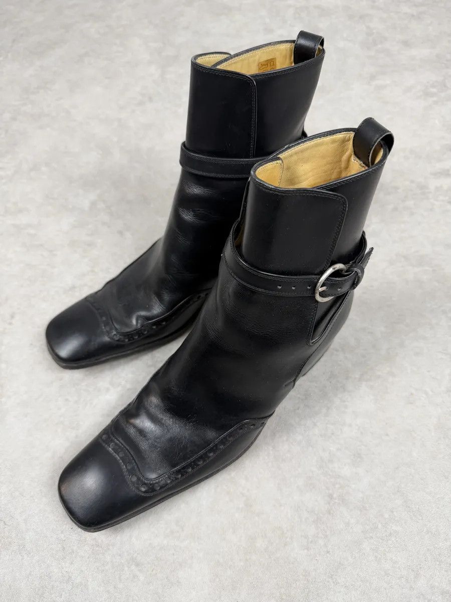 Yves Saint Laurent FW2004 Yves Saint Laurent Black Leather Ankle Boots Size US 7.5 / EU 40-41 - 3 Thumbnail