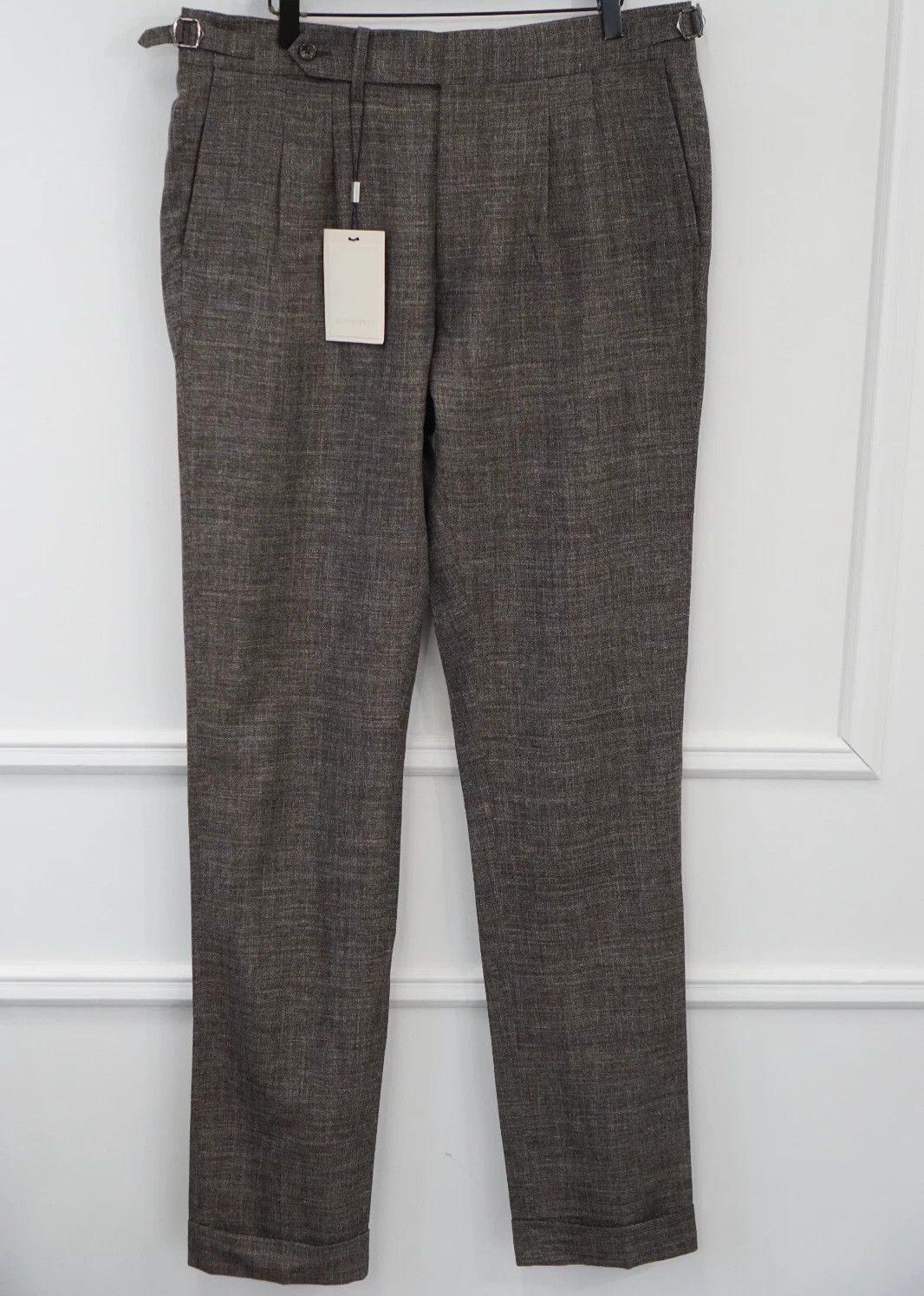 Suitsupply Men Suitsupply Pants Braddon Wool Silk Linen Brown 102 US42L Size 42L - 1 Thumbnail