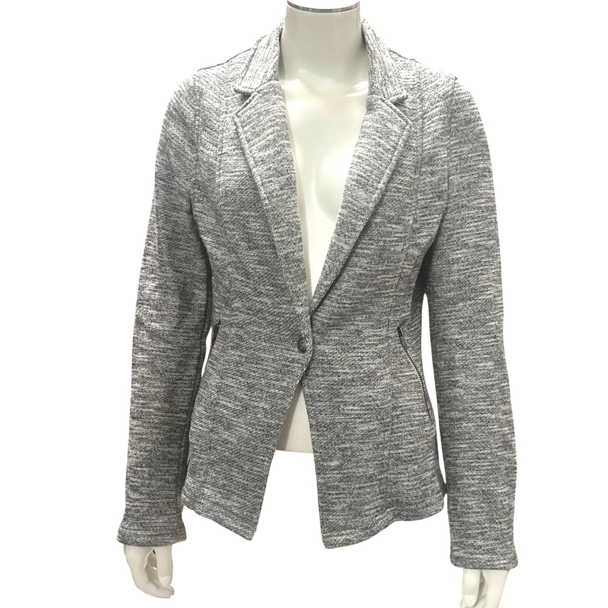 Other 41 Hawthorn Medium Grey Fitted Knit Blazer Single Button Str Size M / US 6-8 / IT 42-44 - 2 Thumbnail