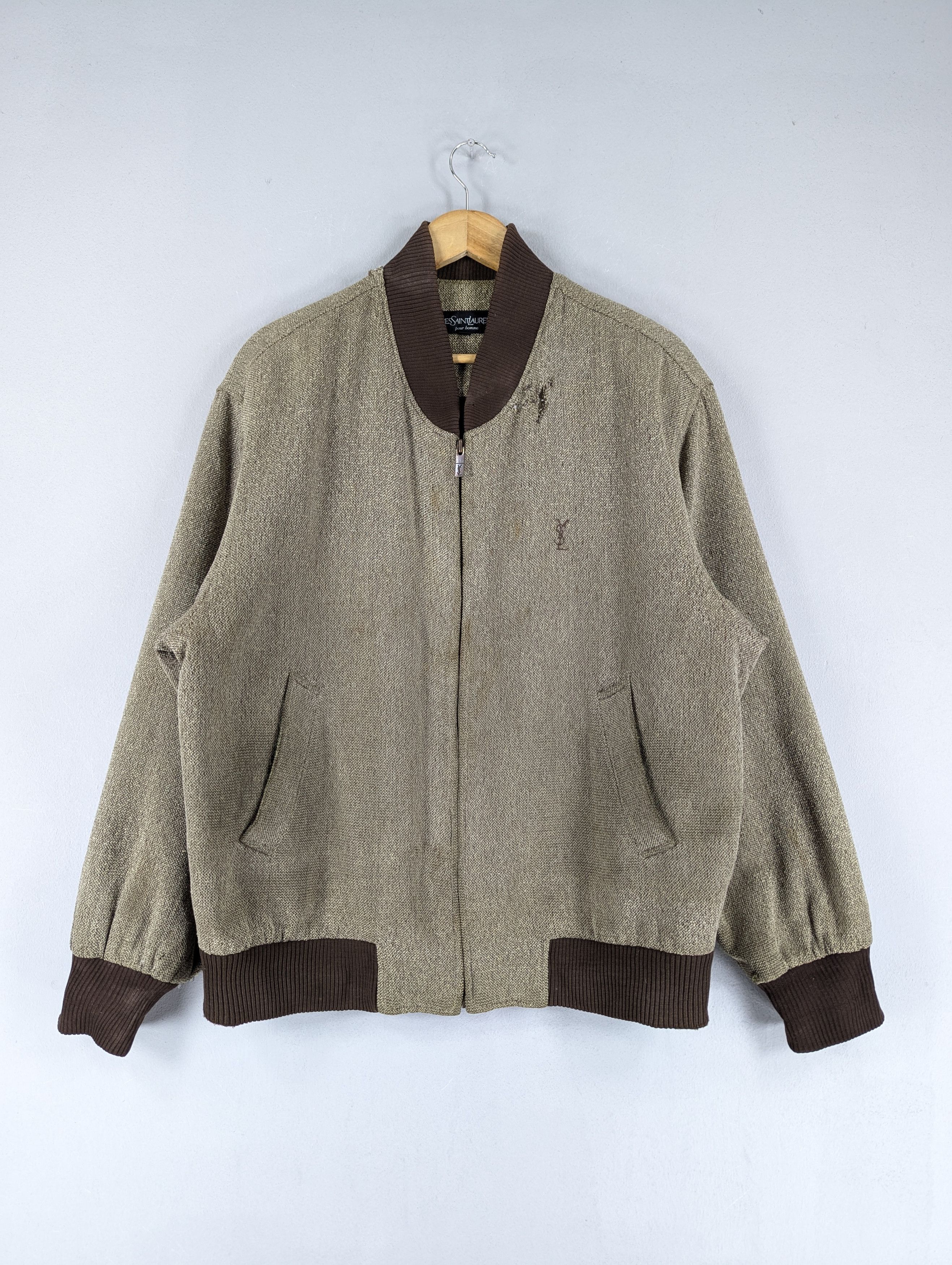 Yves Saint Laurent Vintage Yves Saint Laurent Ysl Distressed Bomber Jacket Size US L / EU 52-54 / 3 - 1 Thumbnail