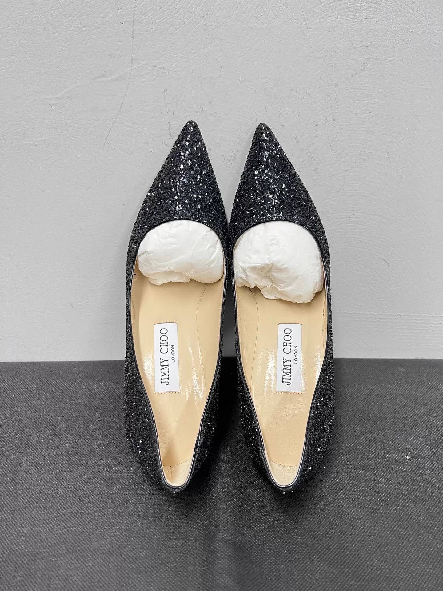 Jimmy Choo Jimmy Choo Black Sequined Stiletto Heels 38 NIB Size US 7.5 / IT 37.5 - 4 Thumbnail