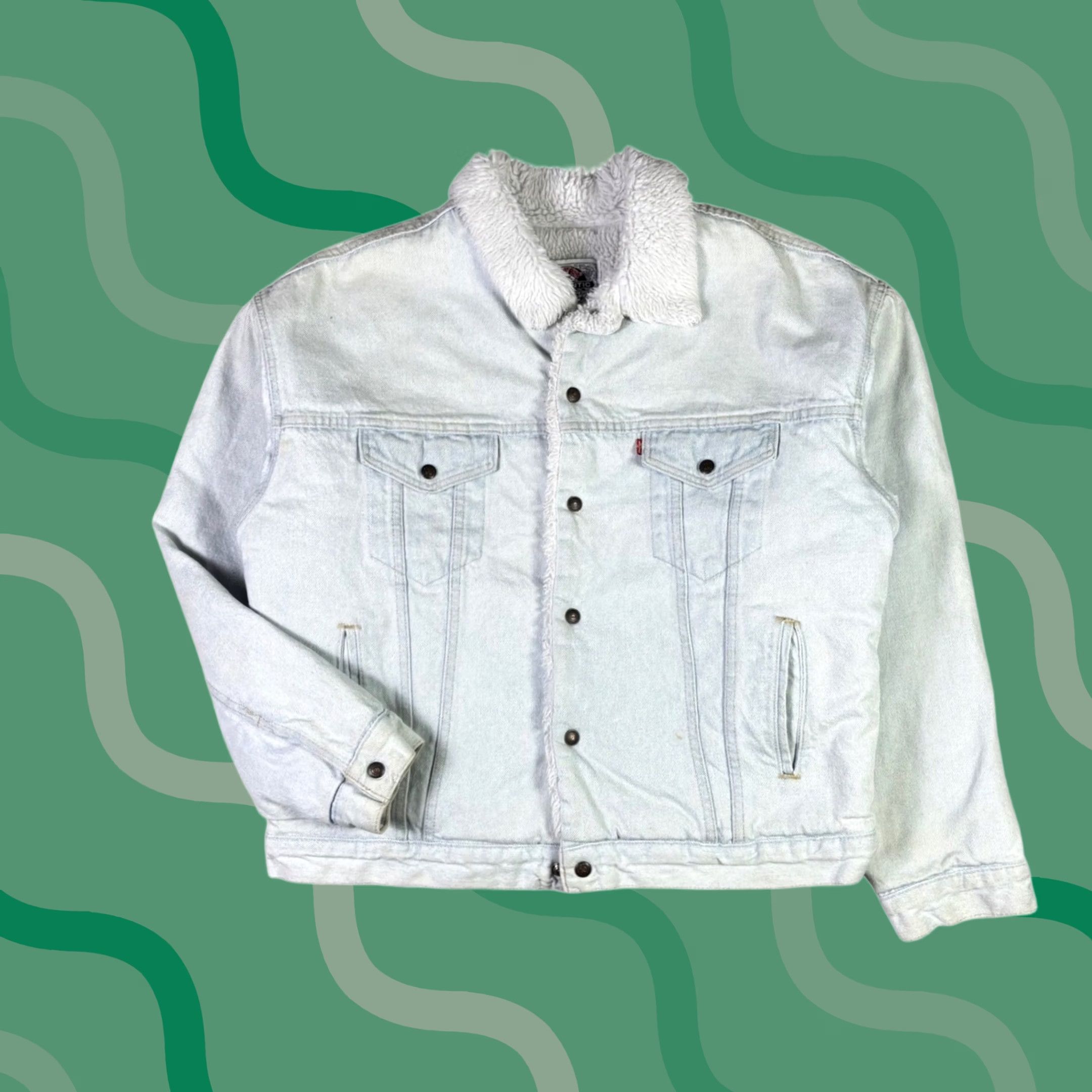 Levi's VINTAGE Levi's Trucker Jacket Denim Light Wash Mens XL with Faux Fur Lining, Button, Pockets, Cotton Outer Shell, Regular Fit, Casual Western Outdoor Size US XL / EU 56 / 4 - 1 Thumbnail