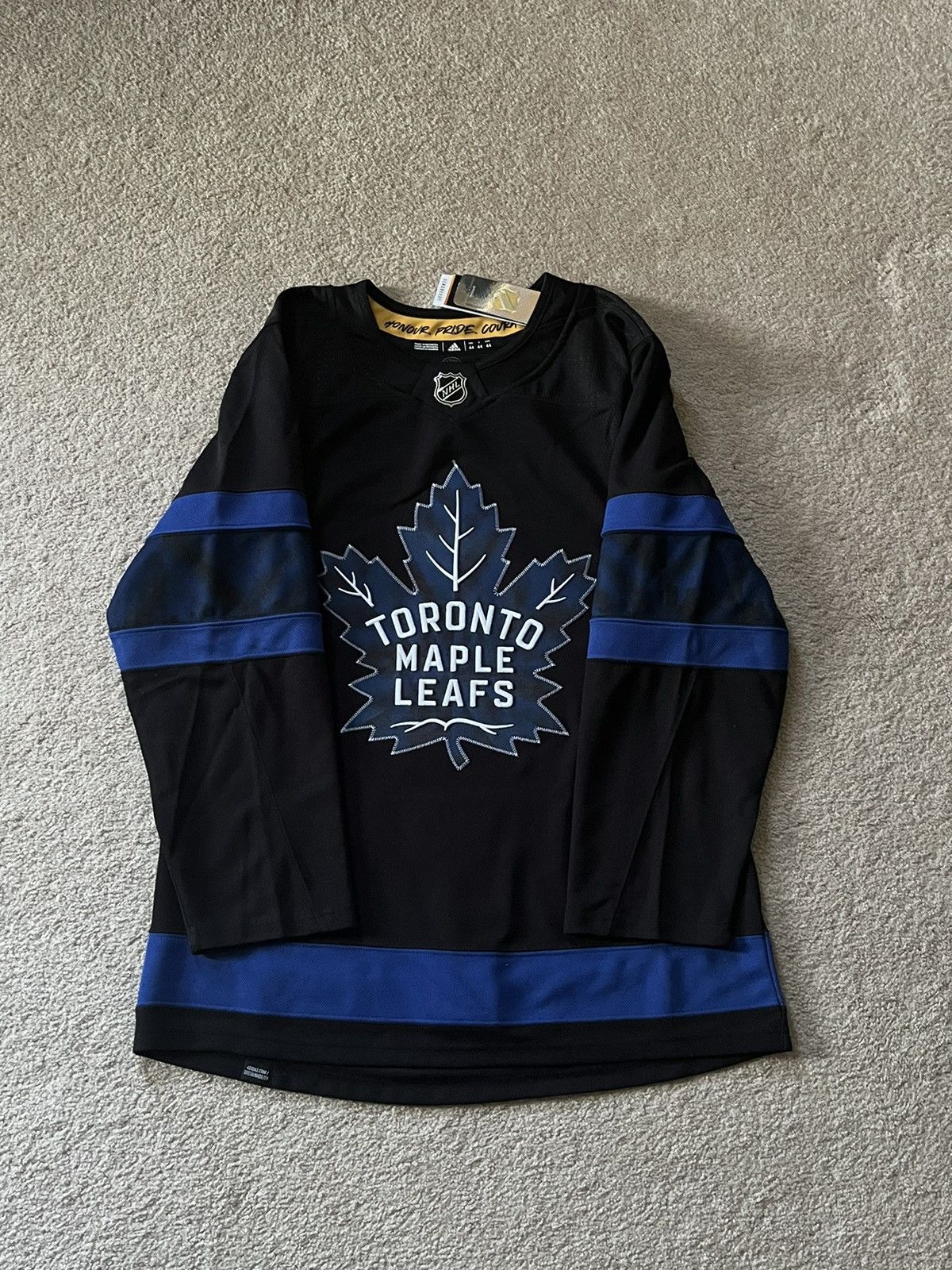 Image of Adidas x Nhl Toronto Maple Leafs X Drew House Alternate Jersey in Black, Men's (Size Small)