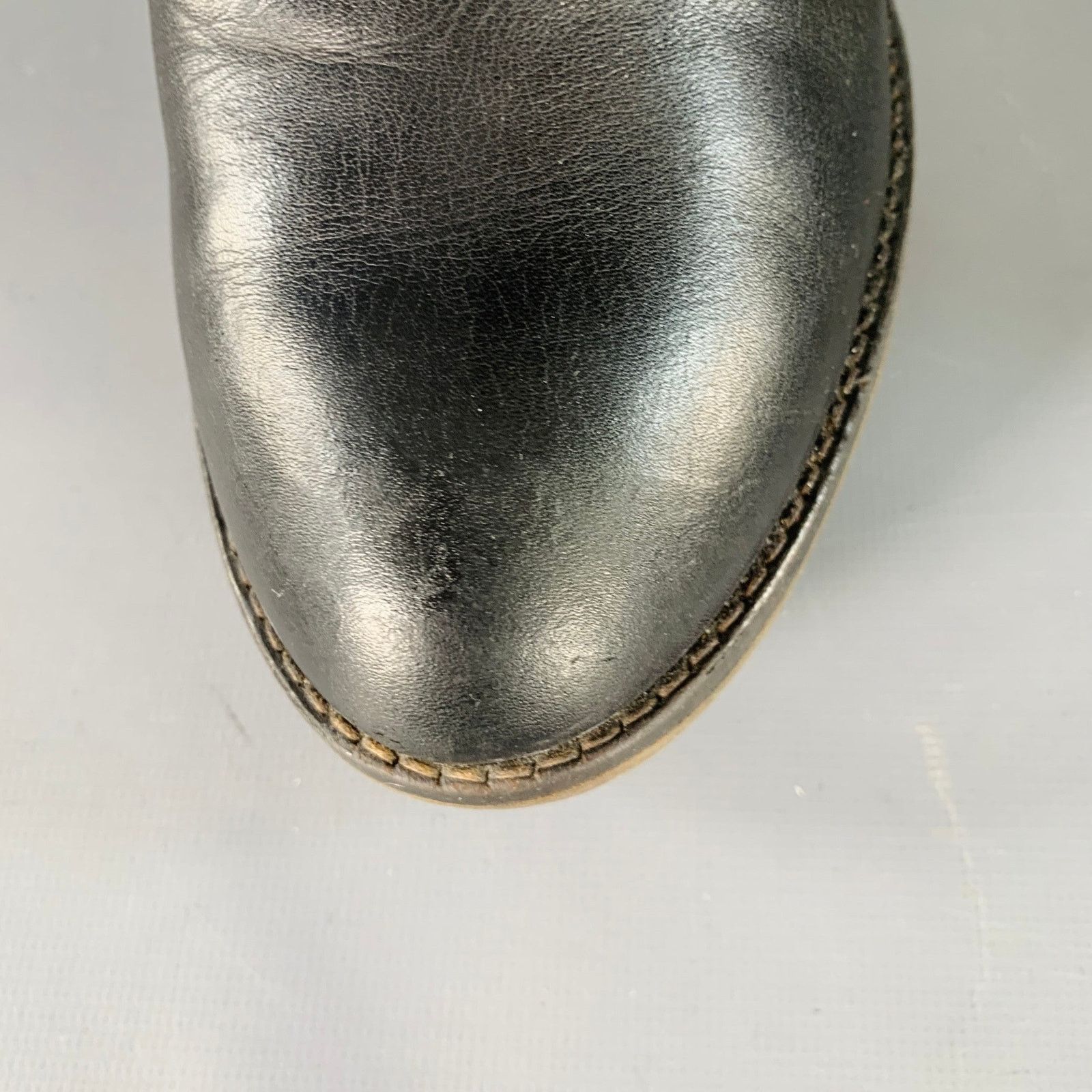 Moncler MONCLER Black Brown Leather Knee High Crepe Sole Wedge Boots Size US 10 / IT 40 - 9 Thumbnail