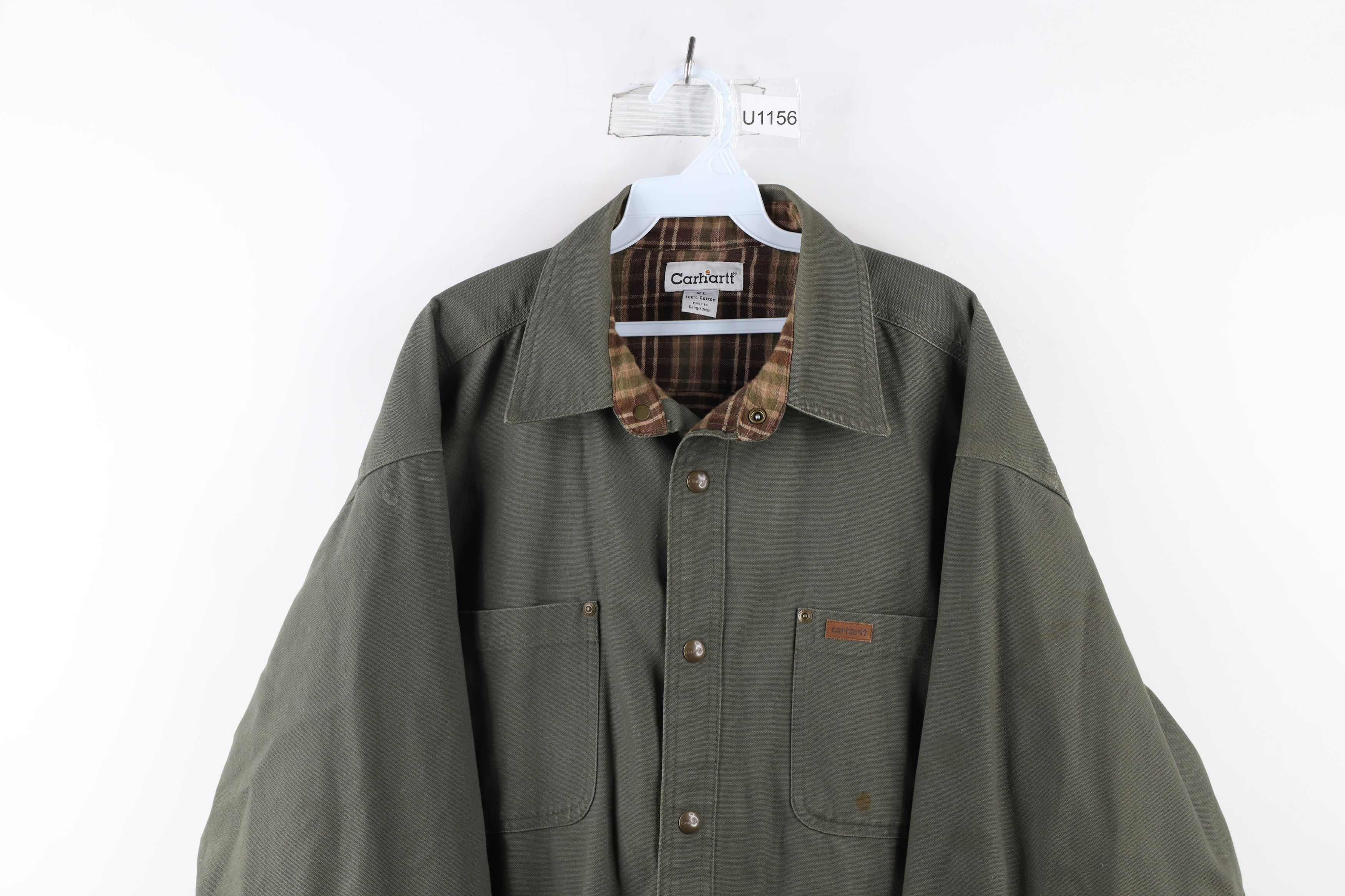 Carhartt Vintage Carhartt Lined Canvas Button Shirt Jacket Green Size US XL / EU 56 / 4 - 2 Thumbnail