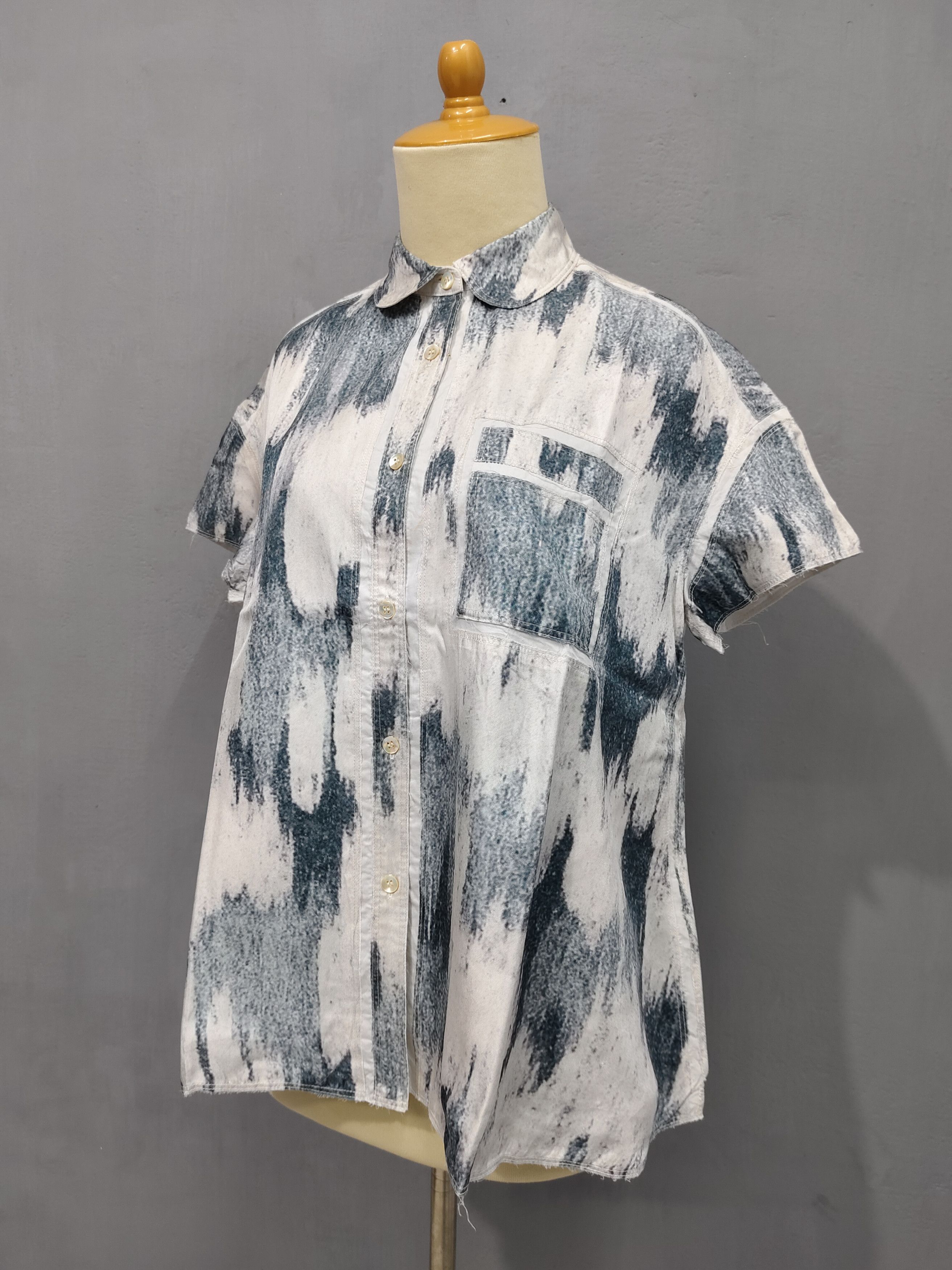 Acne Studios SS14 Acne Studios- Abstract Rogue Silk Patch Panel Shirt Size M / US 6-8 / IT 42-44 - 3 Thumbnail