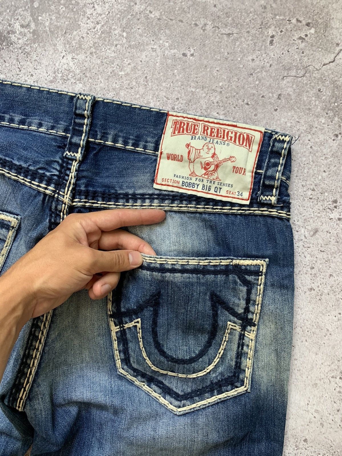True Religion × Vintage Vintage True Religion Rope Stitch Jeans Size US 33 - 3 Thumbnail