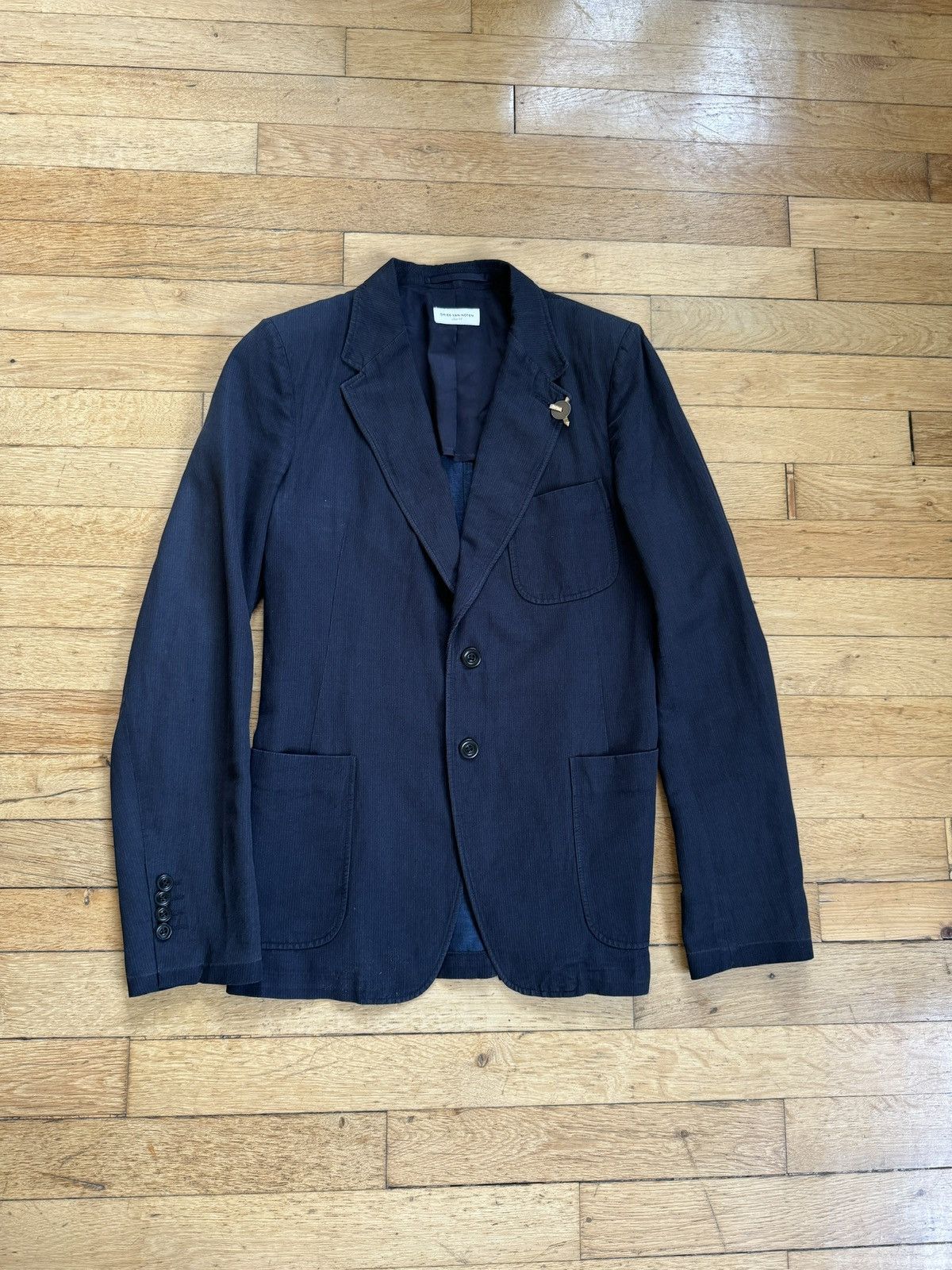 Dries Van Noten Dried Van Noten Navy Pinstriped Blazer Size 46L - 1 Thumbnail