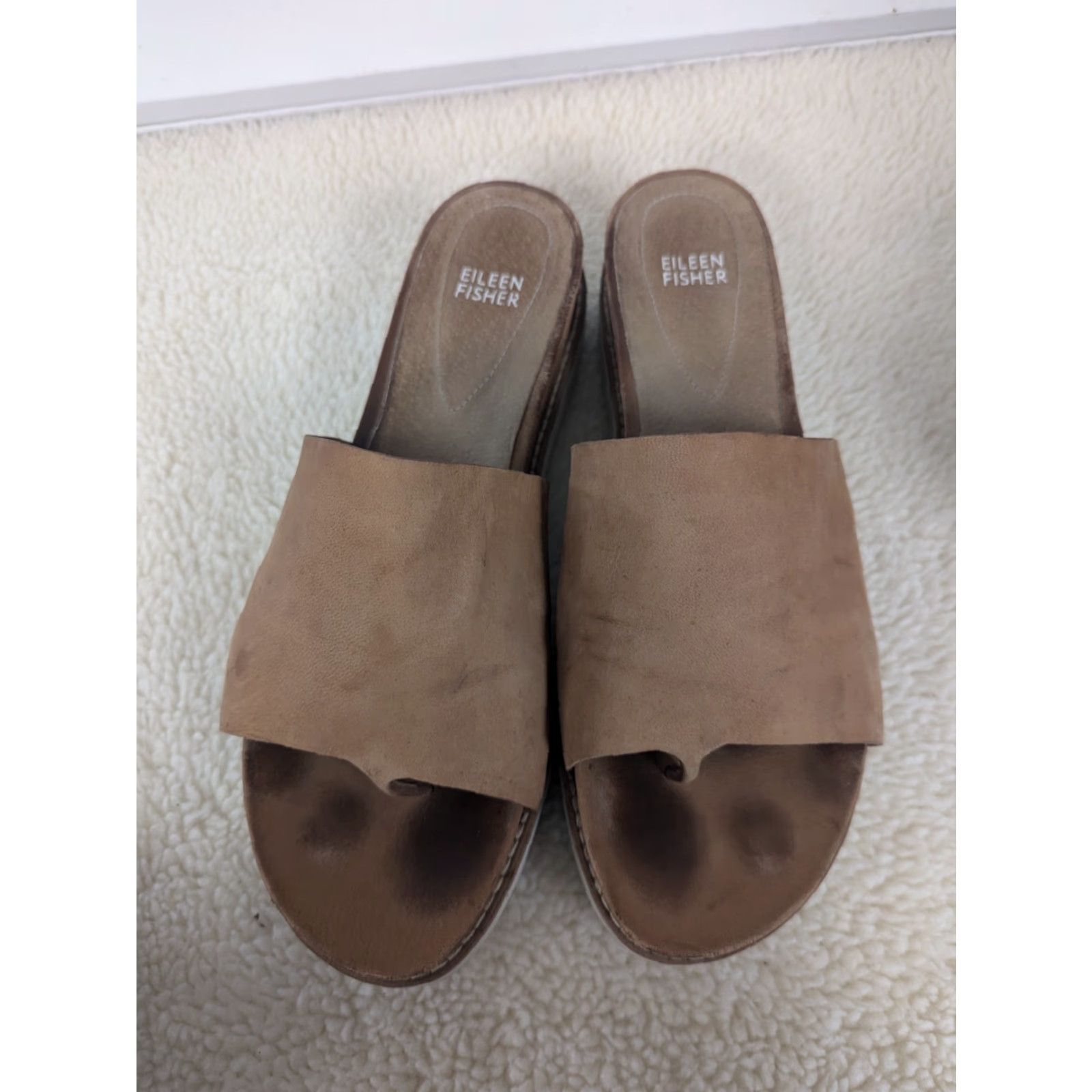Eileen Fisher Eileen Fisher Sandals Women Thong Slip On Flat Beige 11 Nappa Leather Rubber Outsole Casual Shoes Size US 11 / IT 41 - 4 Thumbnail