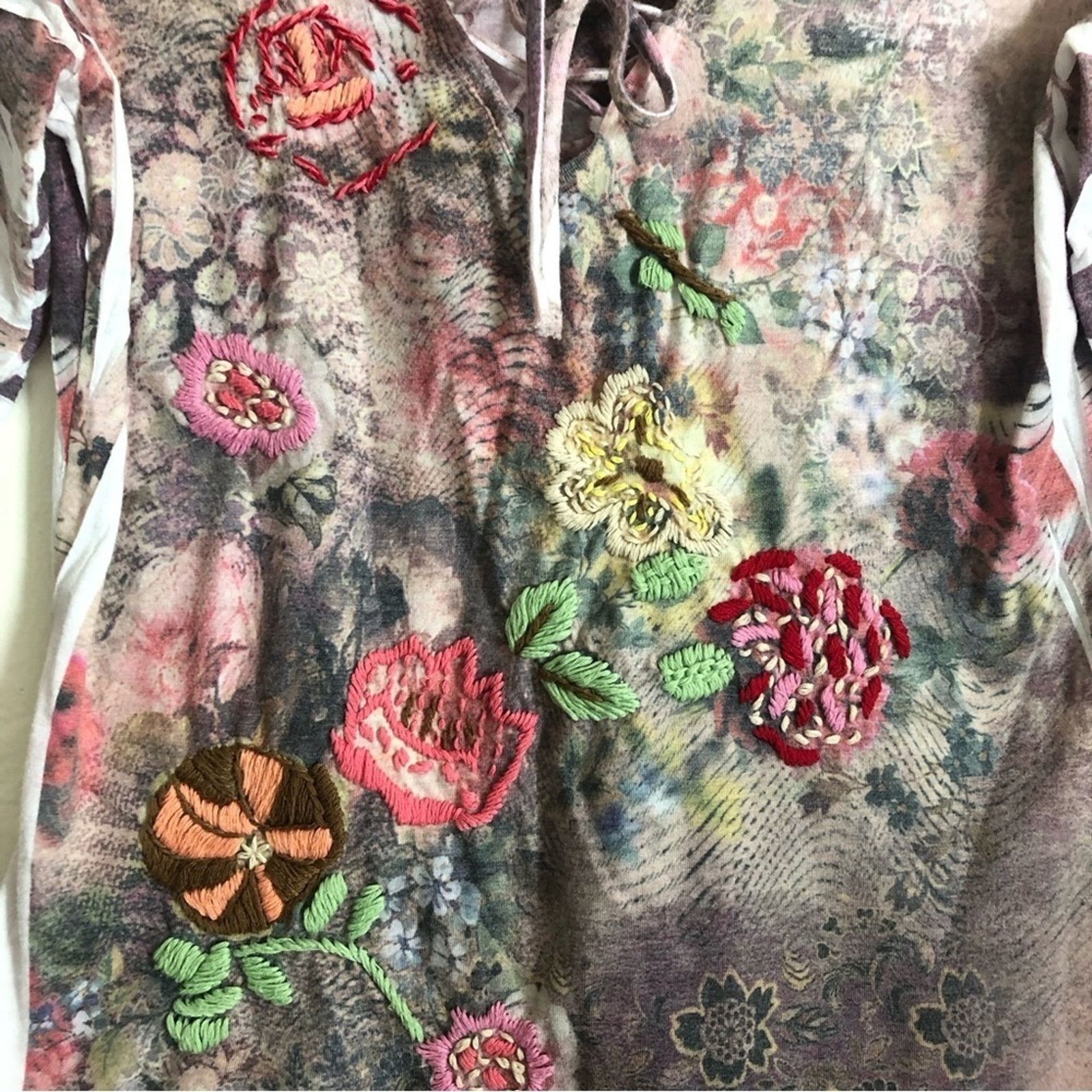 Other Goa Los Angeles Embroidered Boho Long Bell Sleeve Blouse Top Size M / US 6-8 / IT 42-44 - 3 Thumbnail