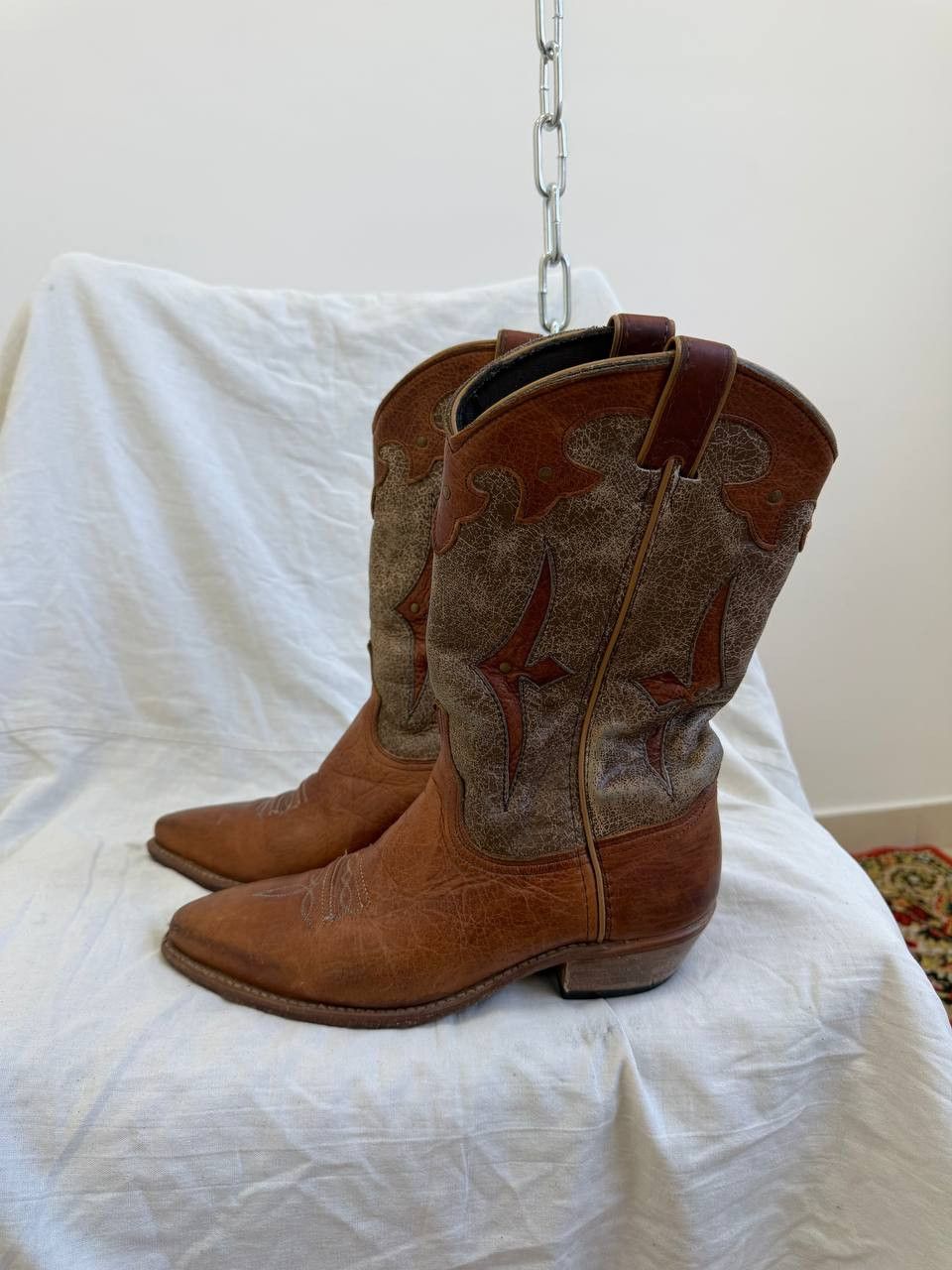 14th Addiction Western Style python snake Leather Cowboy Boots Studded 41 Size US 7 / EU 40 - 7 Thumbnail