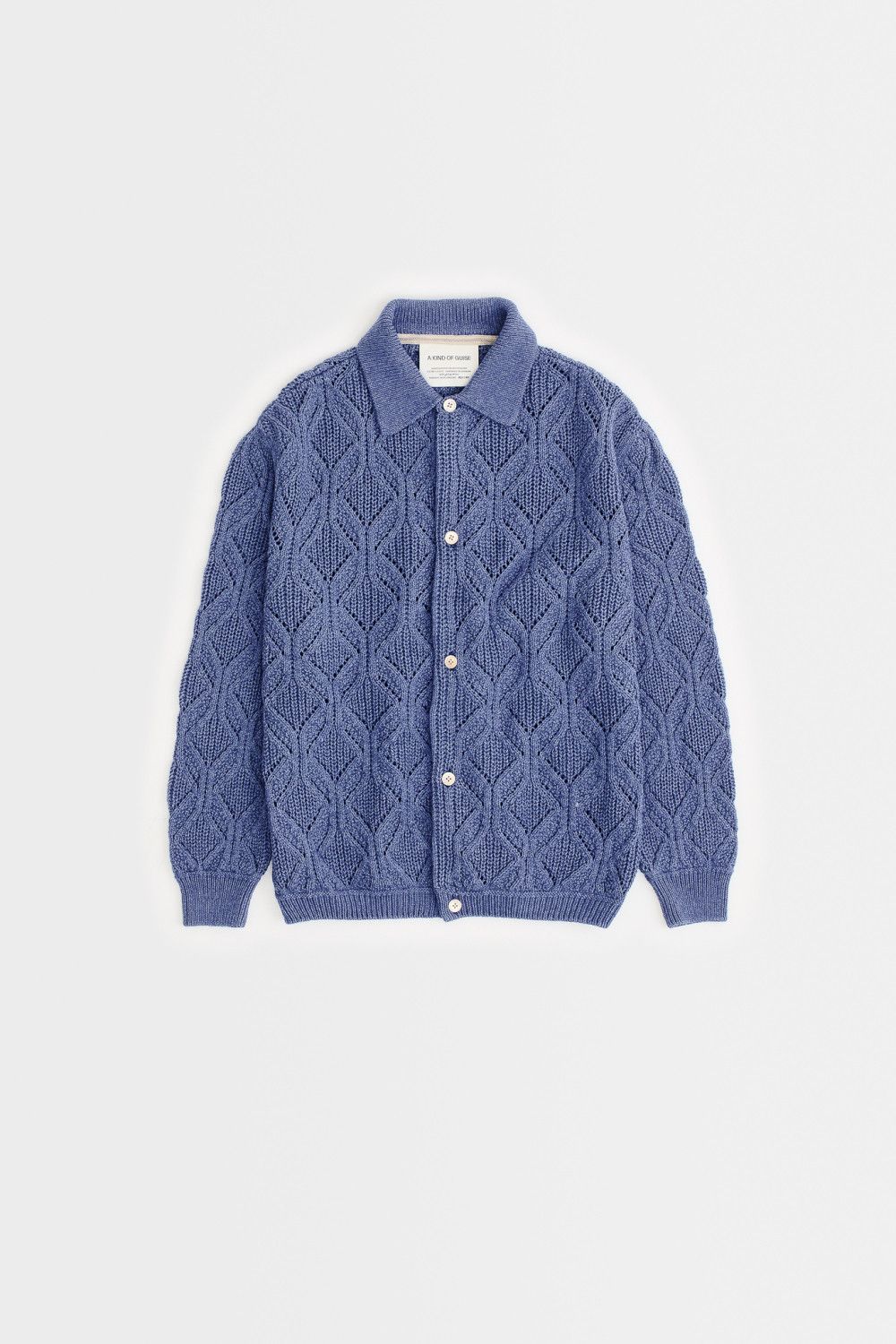 💚 AW23 A Kind Of Guise Per Knit Polo Jacket Blue Melange