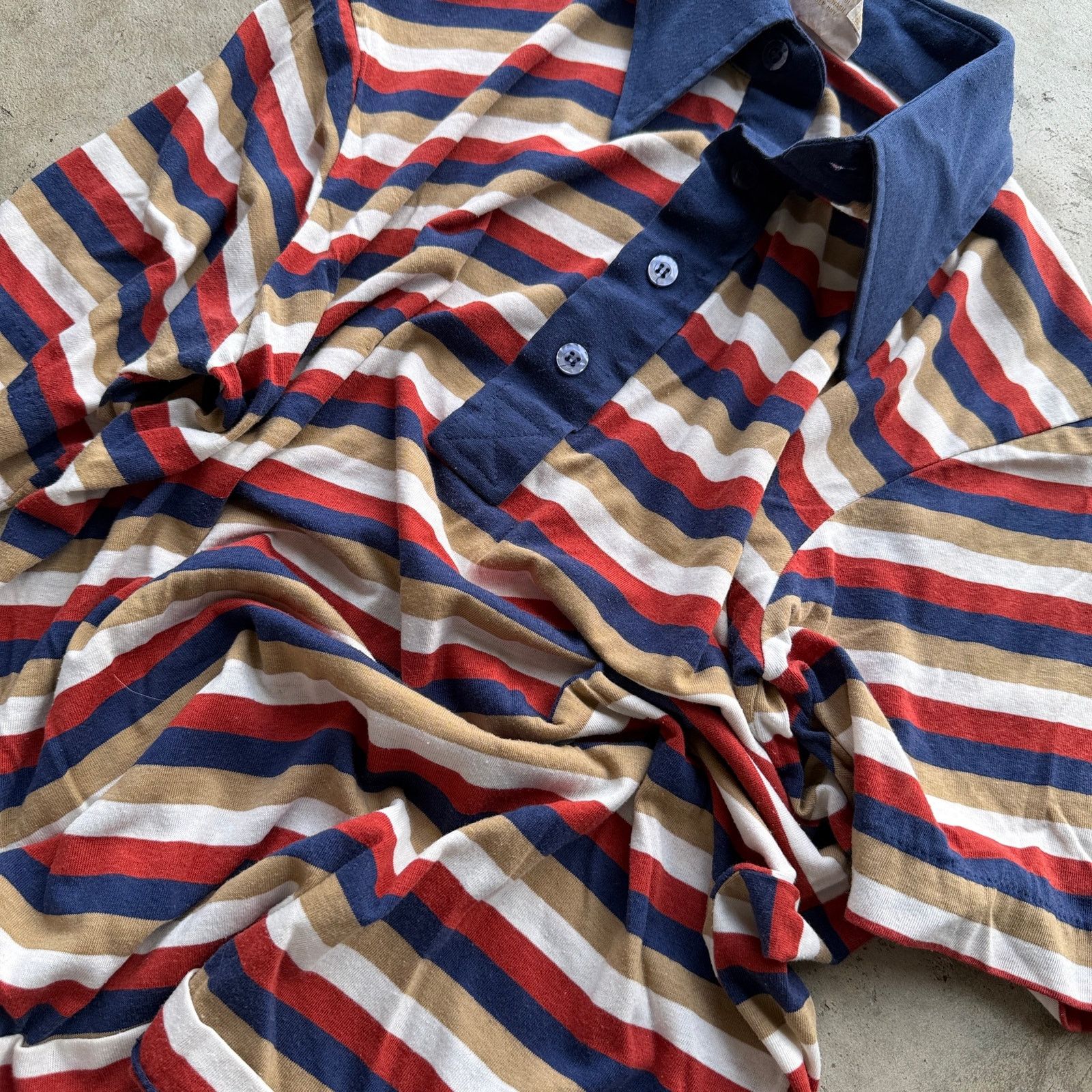 Sears Vintage 70s Kings Road Dagger Collar Stripe Polo Shirt L Size US L / EU 52-54 / 3 - 3 Thumbnail