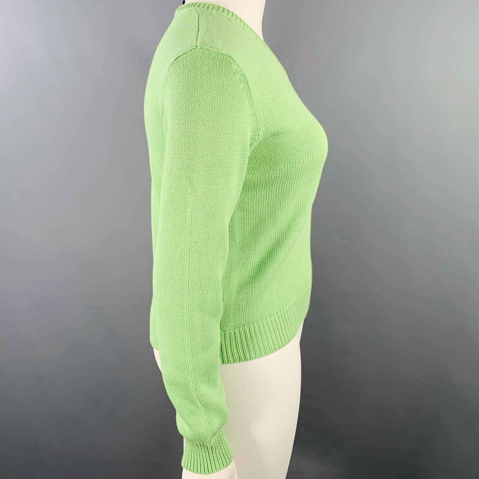 Ralph Lauren RALPH LAUREN Size L Green Cotton Knit V-Neck Sweater Size L / US 10 / IT 46 - 2 Thumbnail