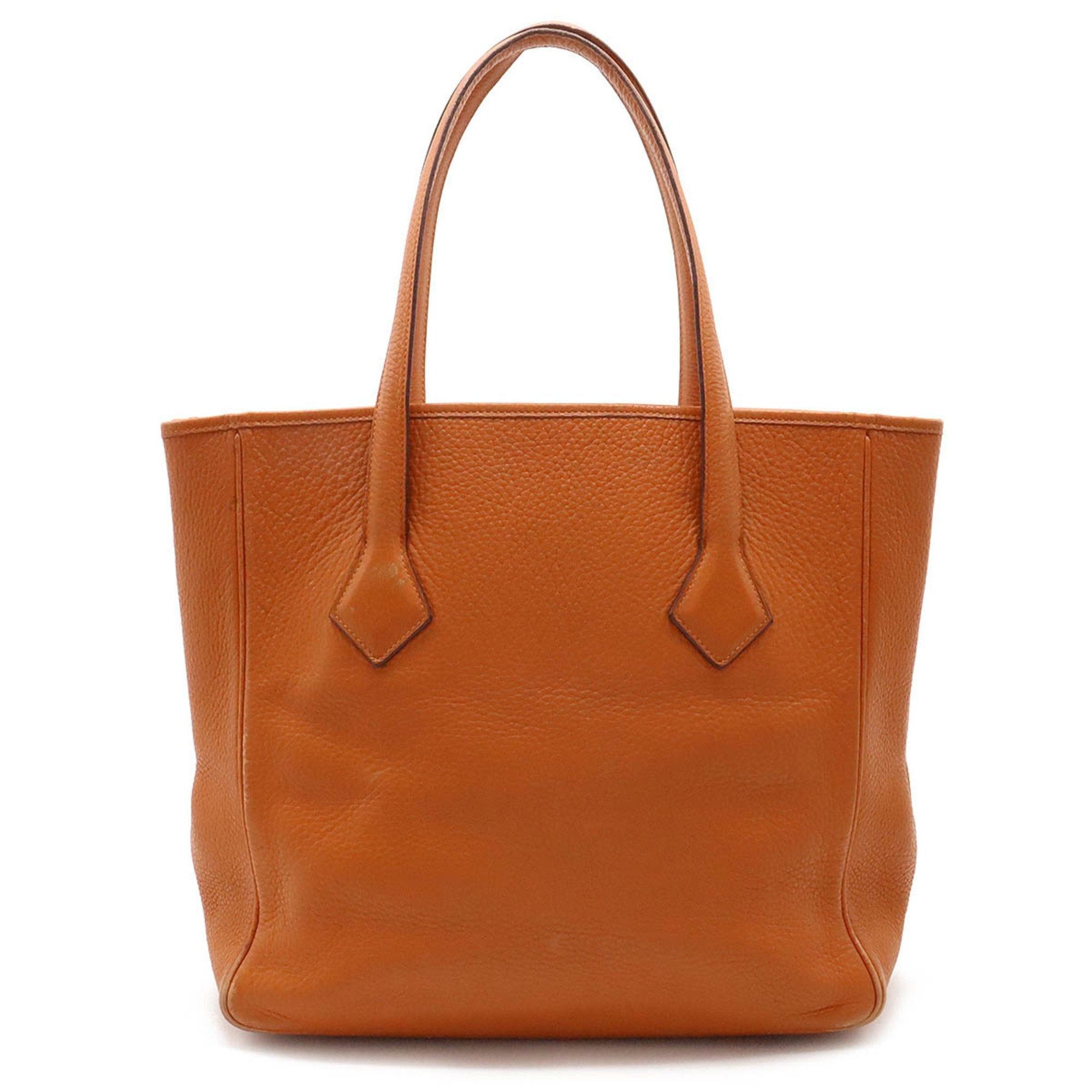 image of Hermes Victoria Cabas 32 Tote Bag Shoulder Taurillon Clemence Leather Orange J Engraved, Women's