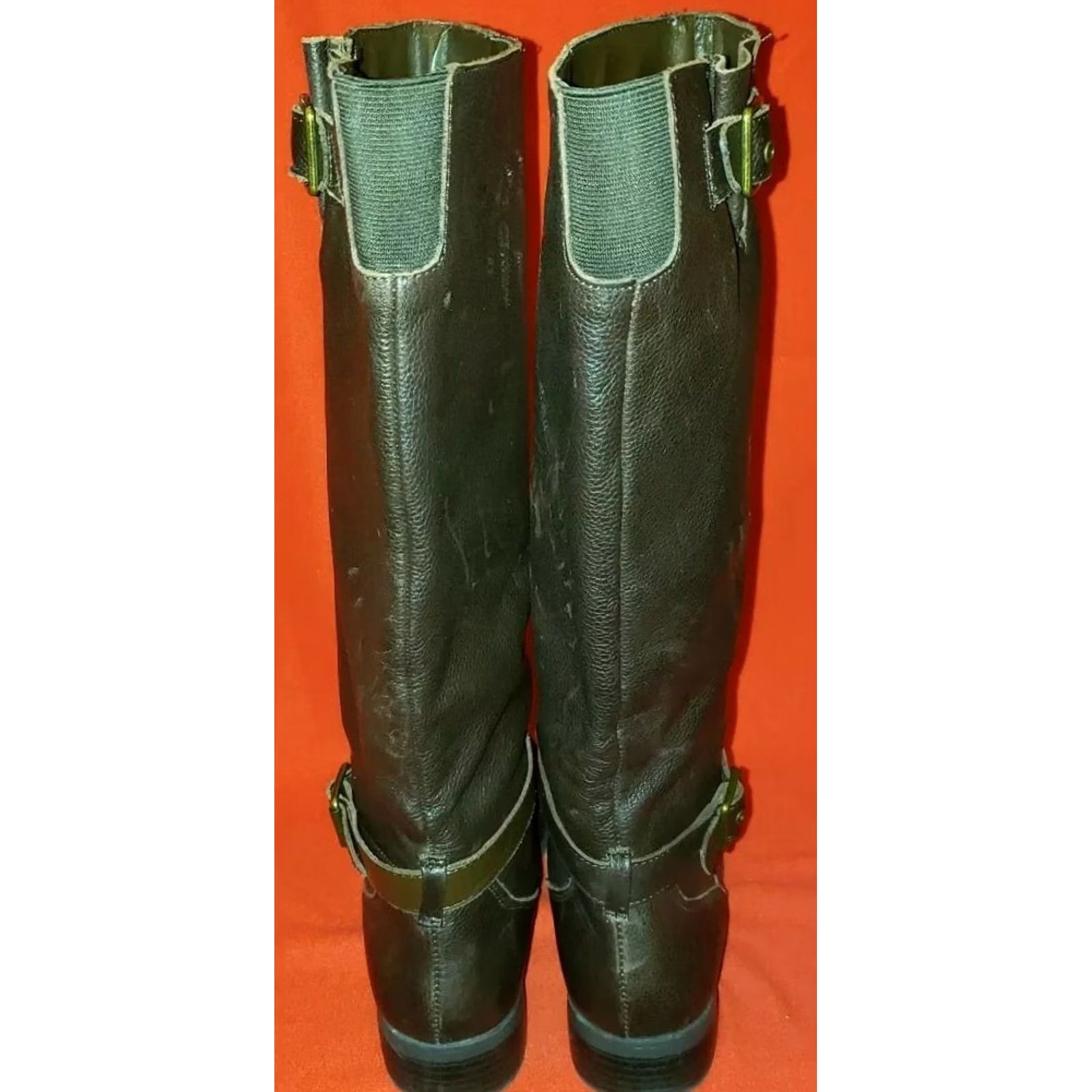Vintage Women's Riding Boots Size 8.5M Brown REAL LEATHER Harness Strap With Buckle Boots Size US 7 / IT 37 - 5 Thumbnail