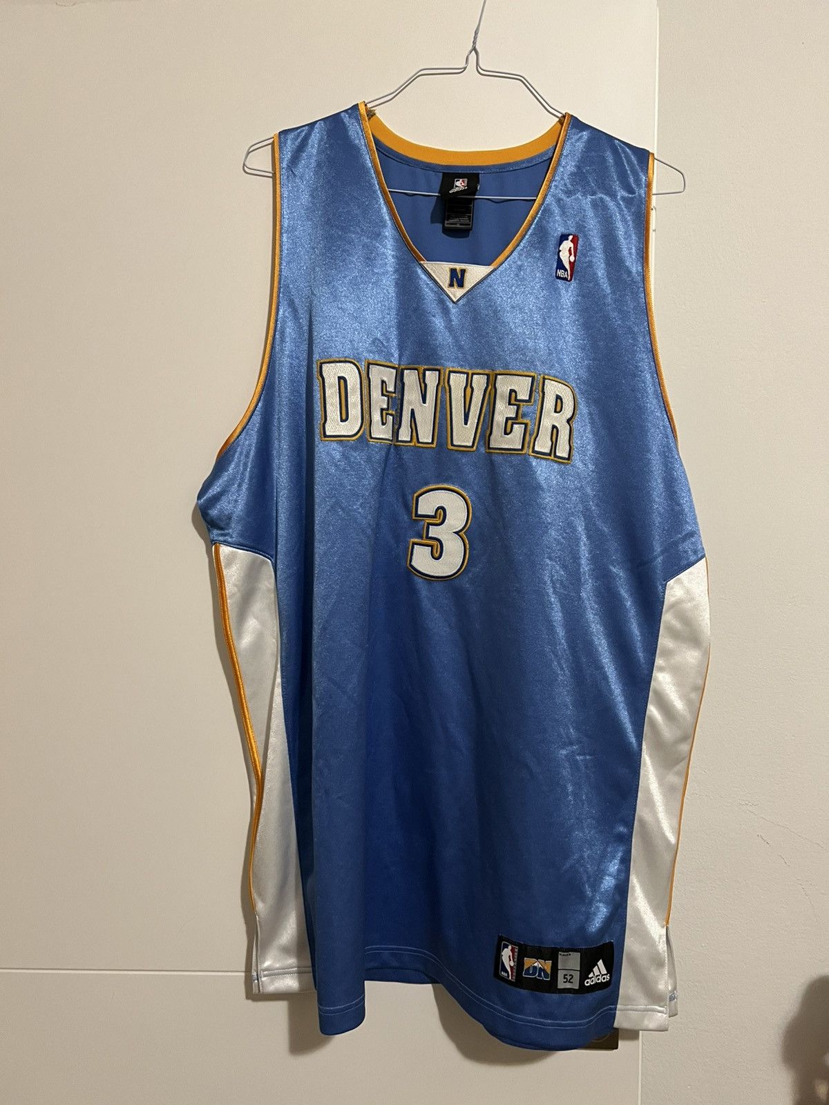 NBA Allen Iverson Denver Nuggets Adidas Authentic Jersey 52