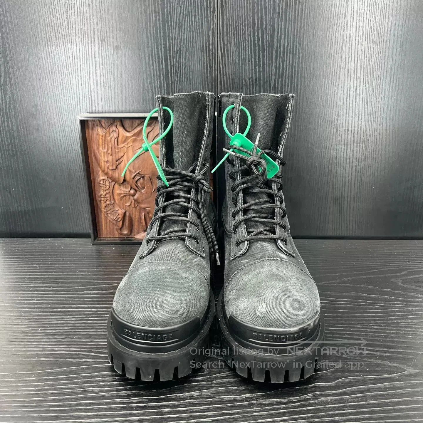 Balenciaga Black Chunky-Sole Lace-Up Boots. Size US 10 / EU 43 - 4 Thumbnail