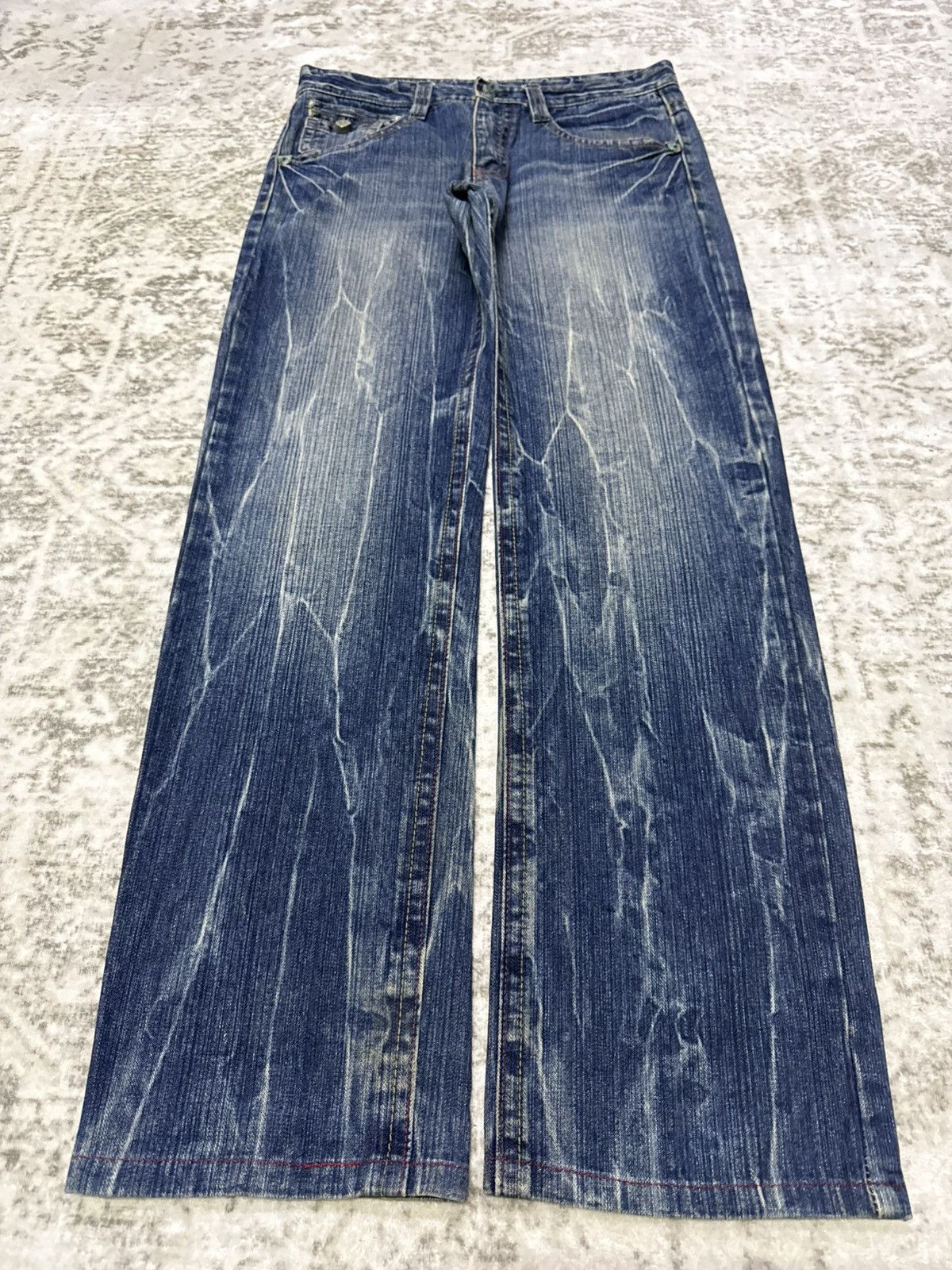 Japanese Brand Vintage Japanese Brand Studded Gemstone Whiskers Jeans Size US 32 / EU 48 - 2 Thumbnail