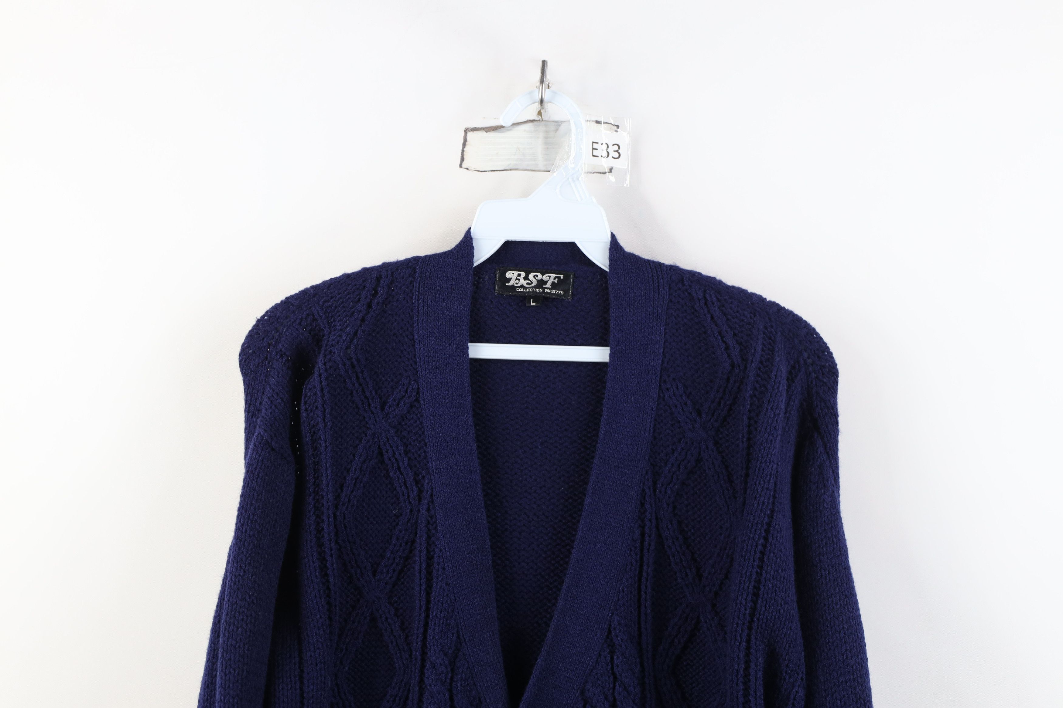 Vintage Vintage 70s Streetwear Fisherman Cable Knit Cardigan Sweater Size US L / EU 52-54 / 3 - 2 Thumbnail