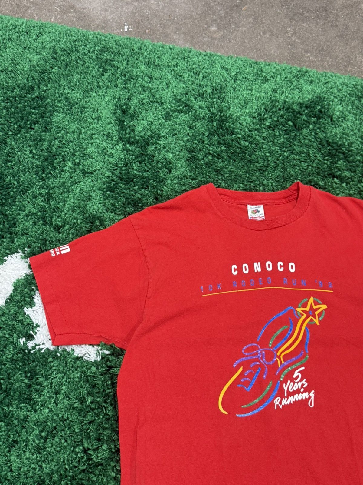 Fruit Of The Loom × Vintage Vintage Rodeo Run Cowboy 5k Houston Texas Oil Tee XL Size US XL / EU 56 / 4 - 2 Thumbnail