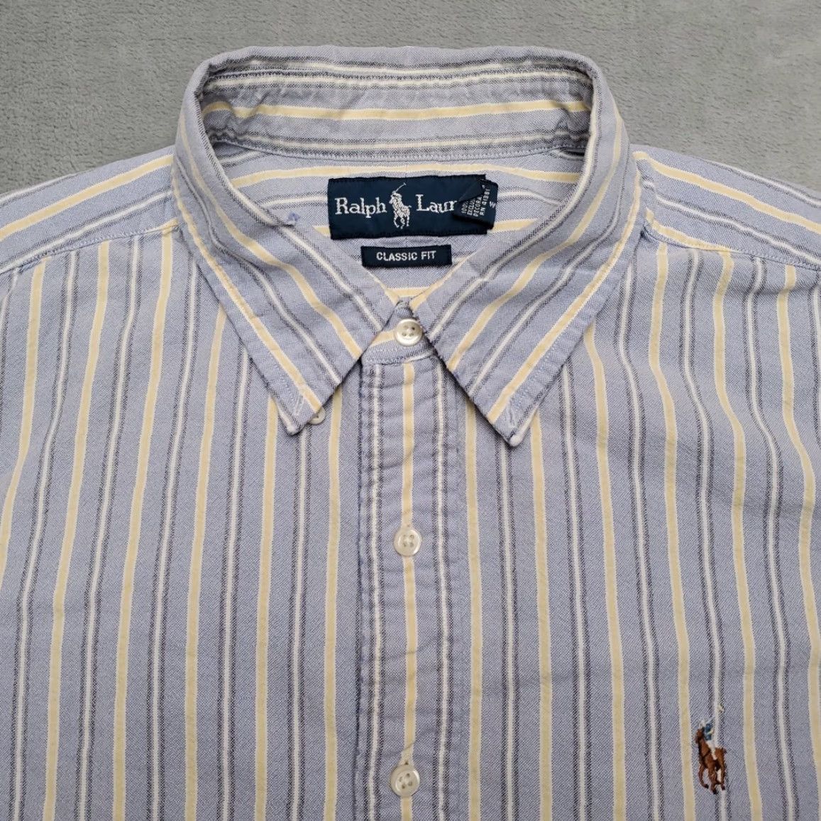 Ralph Lauren VINTAGE Ralph Lauren Shirt Mens XL Blue Yellow Striped Classic Fit Button-Up Size US XL / EU 56 / 4 - 3 Thumbnail