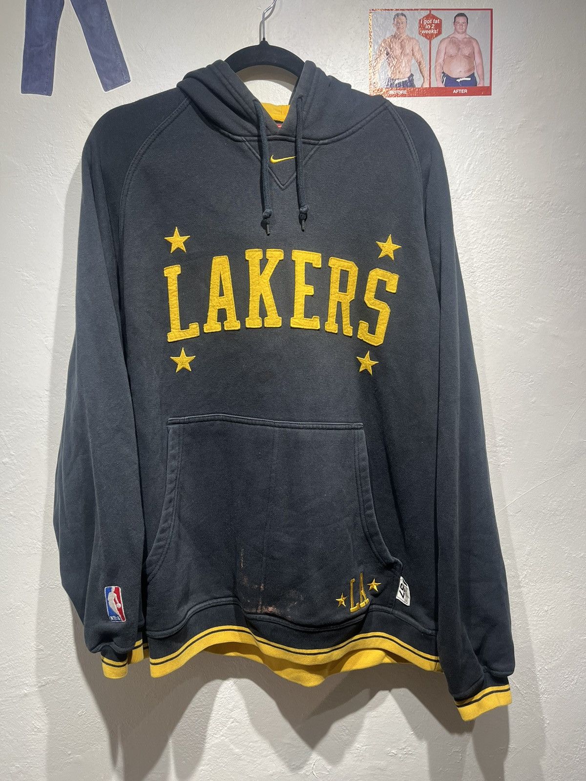 NBA × Nike × Vintage Vintage Lakers Nike center swoosh hoodie Size US M / EU 48-50 / 2 - 1 Thumbnail