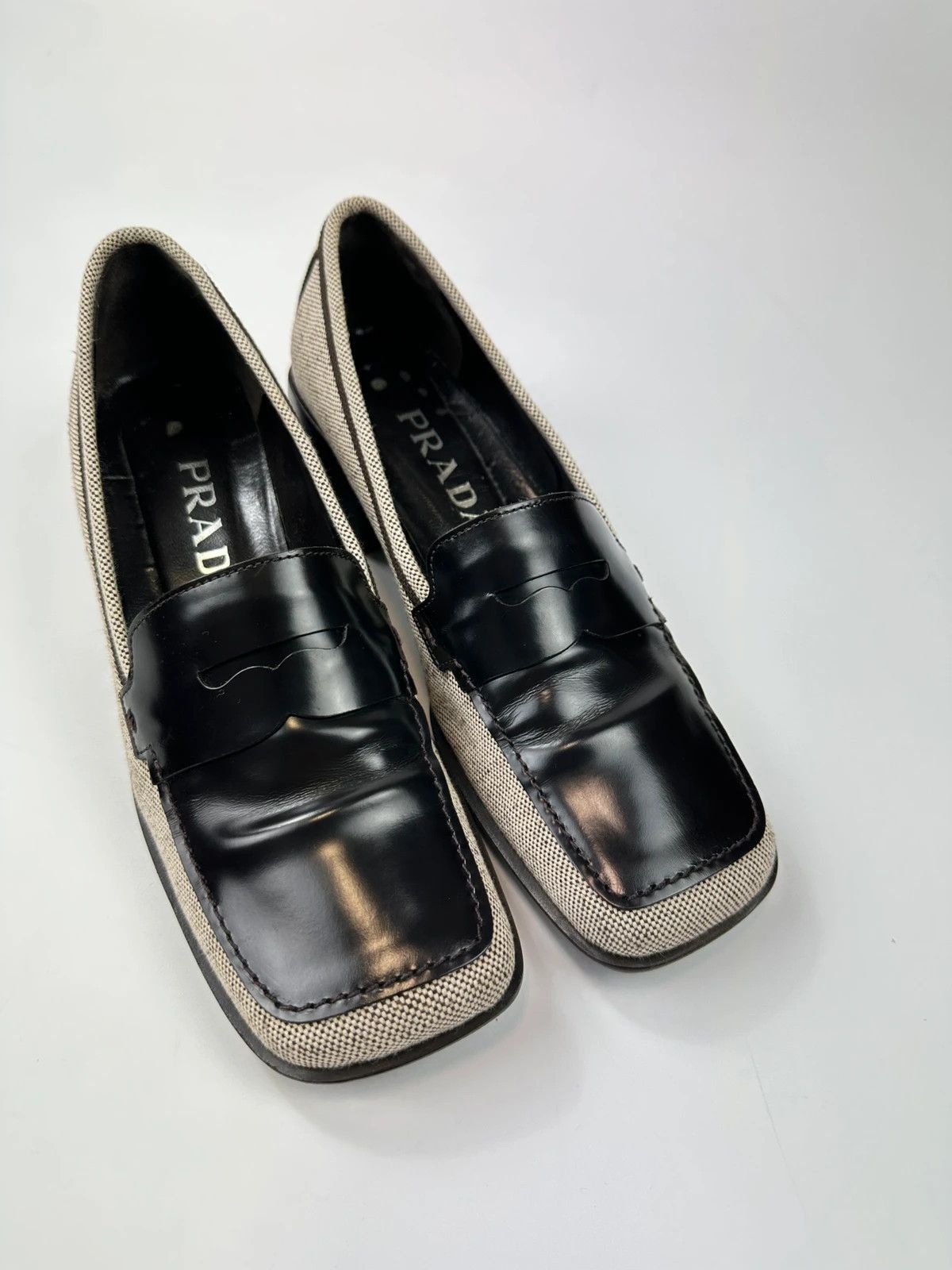 Prada Prada Milano SS1999 Linen & Leather Grey & Black Loafer Size US 9 / IT 39 - 5 Thumbnail