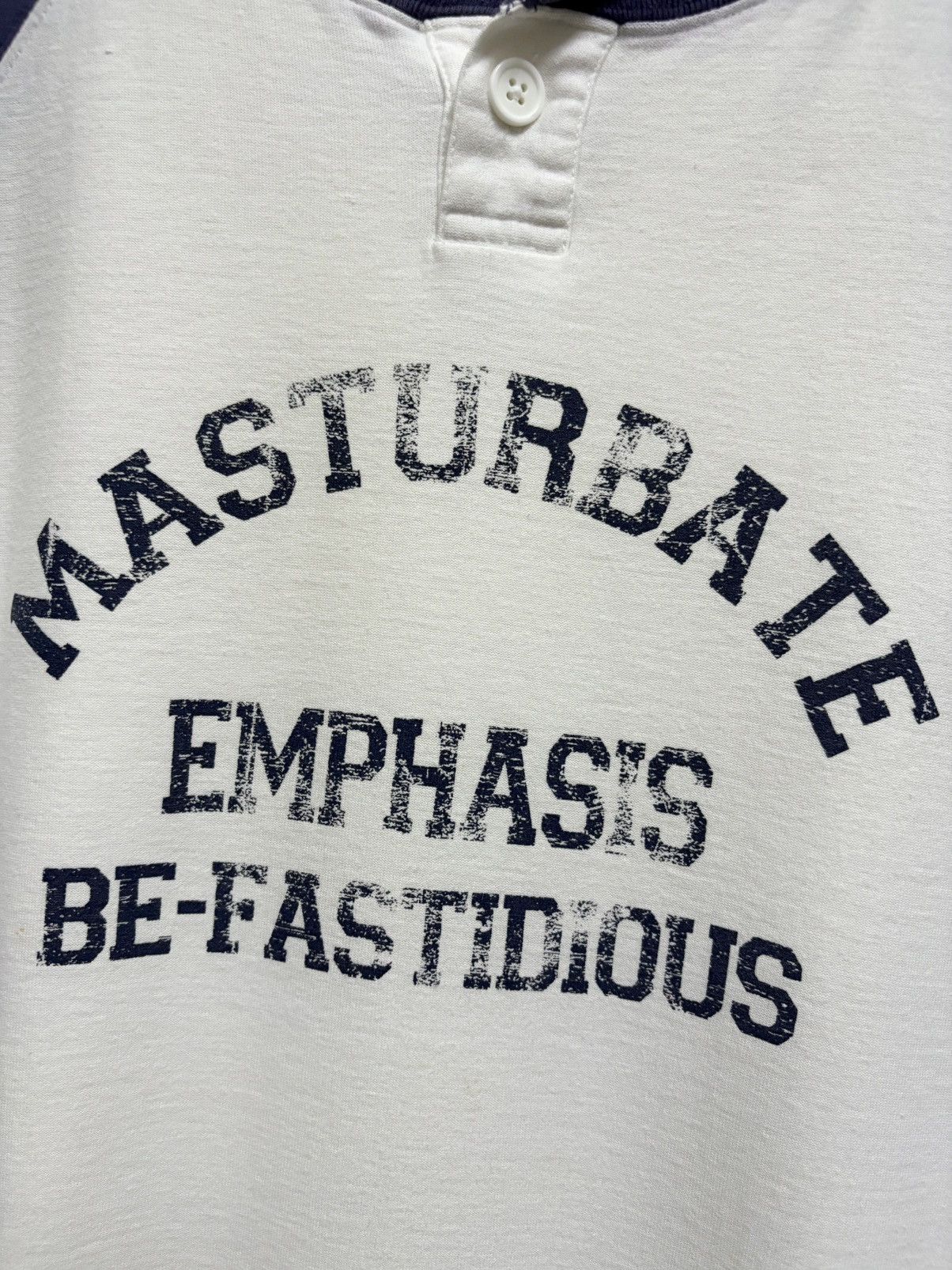 Japanese Brand × Seditionaries × Vintage 2000’s Stunning - Masturbate Horny Raglan T-Shirt Size US L / EU 52-54 / 3 - 4 Thumbnail