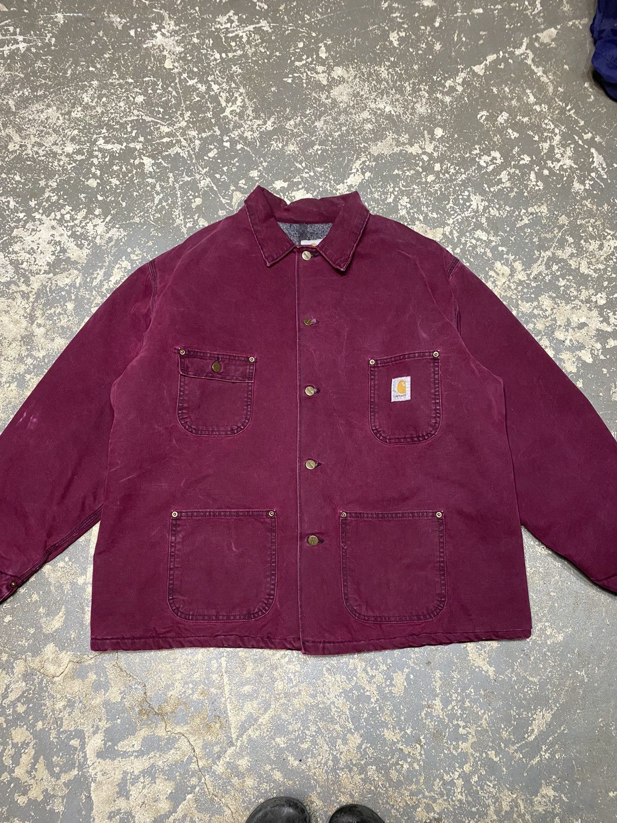 Carhartt × Vintage Vintage Carhartt Plum Purple Blanket Lined Chore Jacket 90s Size US XL / EU 56 / 4 - 11 Thumbnail