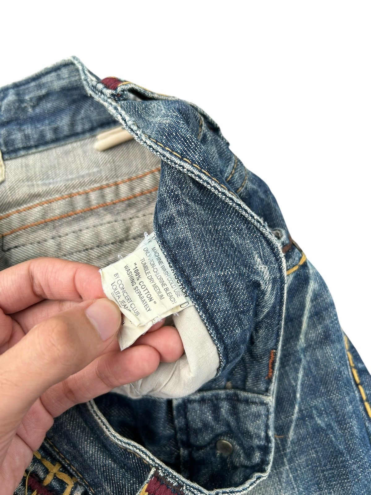 Kapital Flare Yoshitomo Nara Lolita Distressed Denim Jeans Size US 30 / EU 46 - 13 Thumbnail