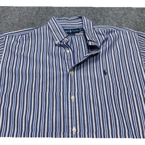 Ralph Lauren VINTAGE Ralph Lauren Shirt Mens Large Blue Striped Yarmouth Button Down Long Sleeve Size US L / EU 52-54 / 3 - 2 Thumbnail