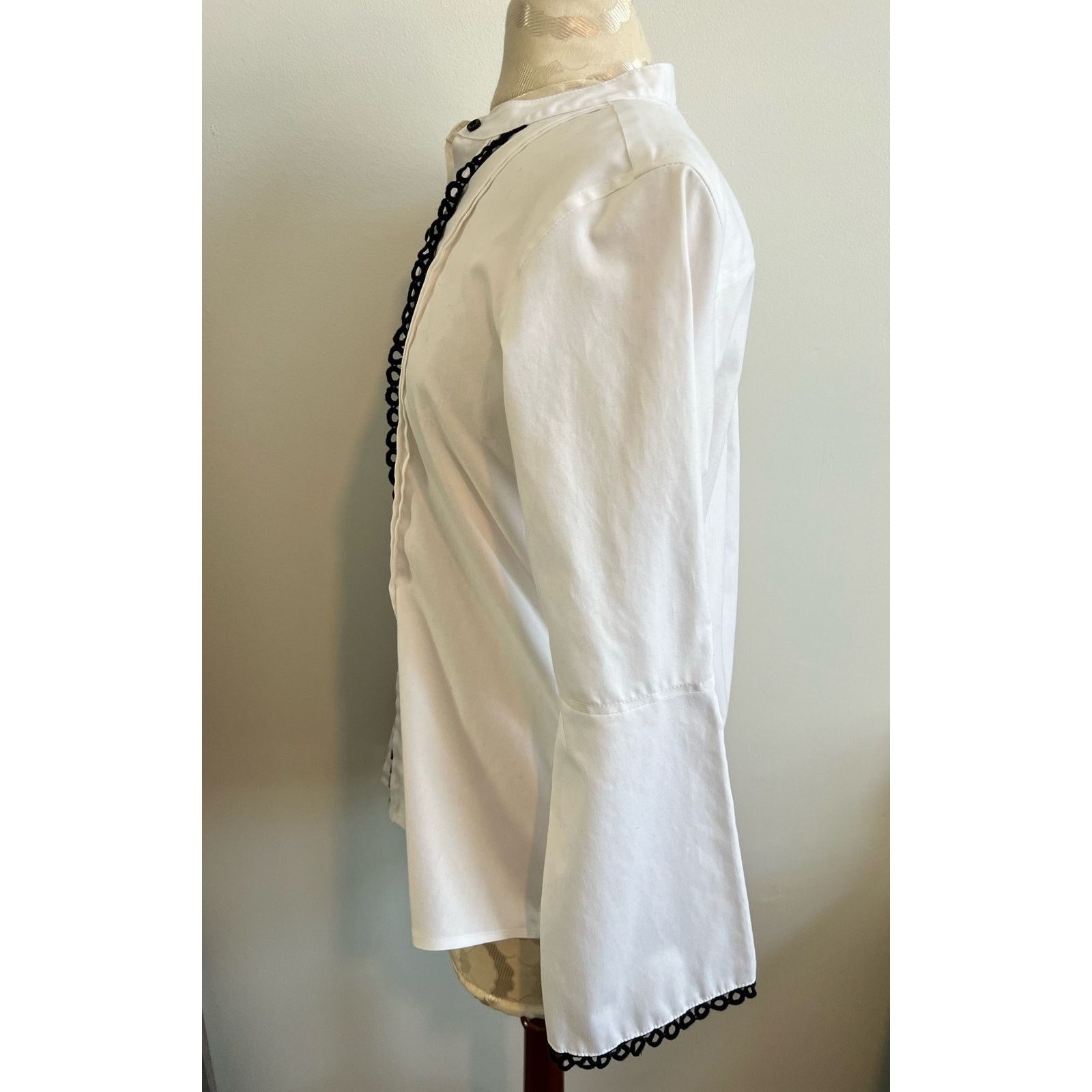 Karl Lagerfeld Karl Lagerfeld Paris White Button Up Blouse Small Size S / US 4 / IT 40 - 4 Thumbnail