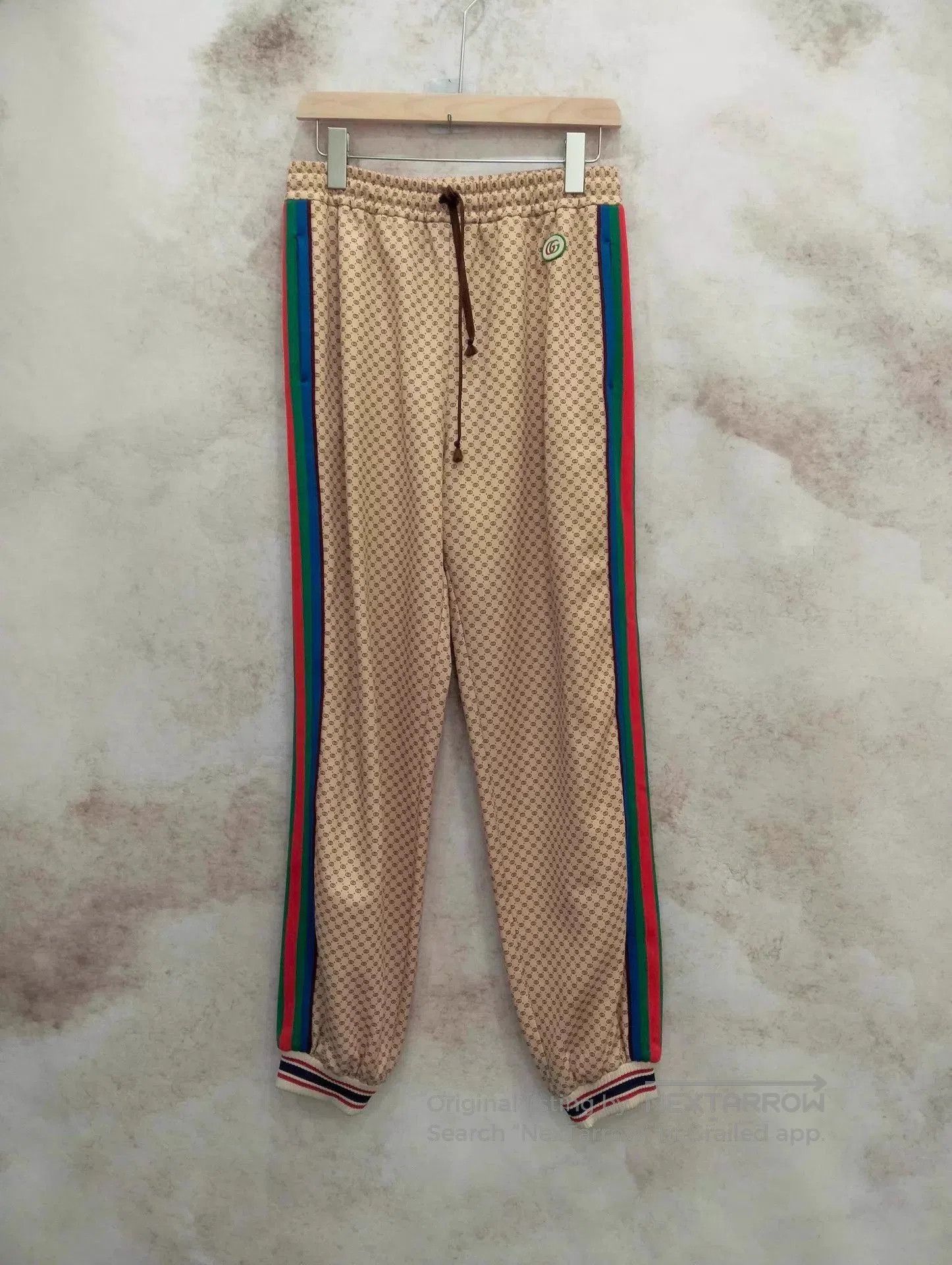 Gucci Beige Patterned Casual Pants with Side Stripes. Size US 34 / EU 50 - 1 Thumbnail