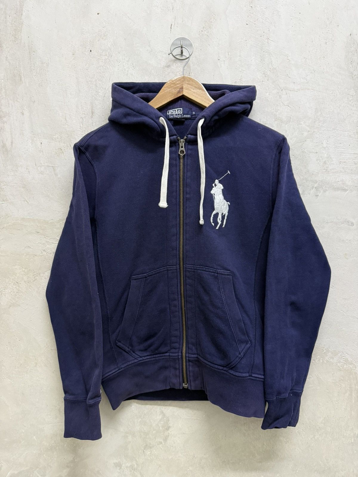 トップス Ralph Lauren big pony zip up hoodie navy Ralph Lauren Full Zip Hoodie Big Pony Logo Preppy Navy Blue Women