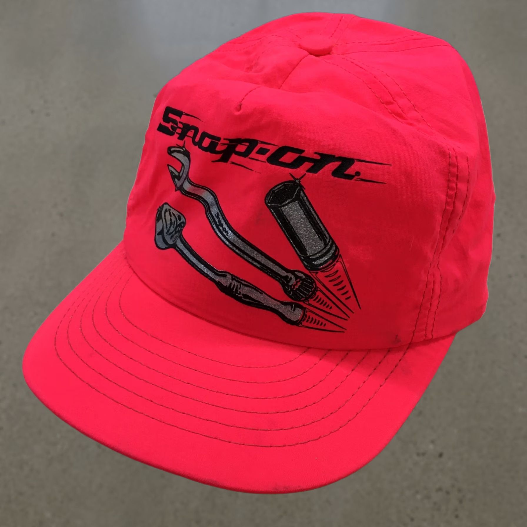 Vintage Snap On Baseball Hat Men Pink One Size Adjustable Curved Brim Embroidered Logo Size ONE SIZE - 1 Thumbnail
